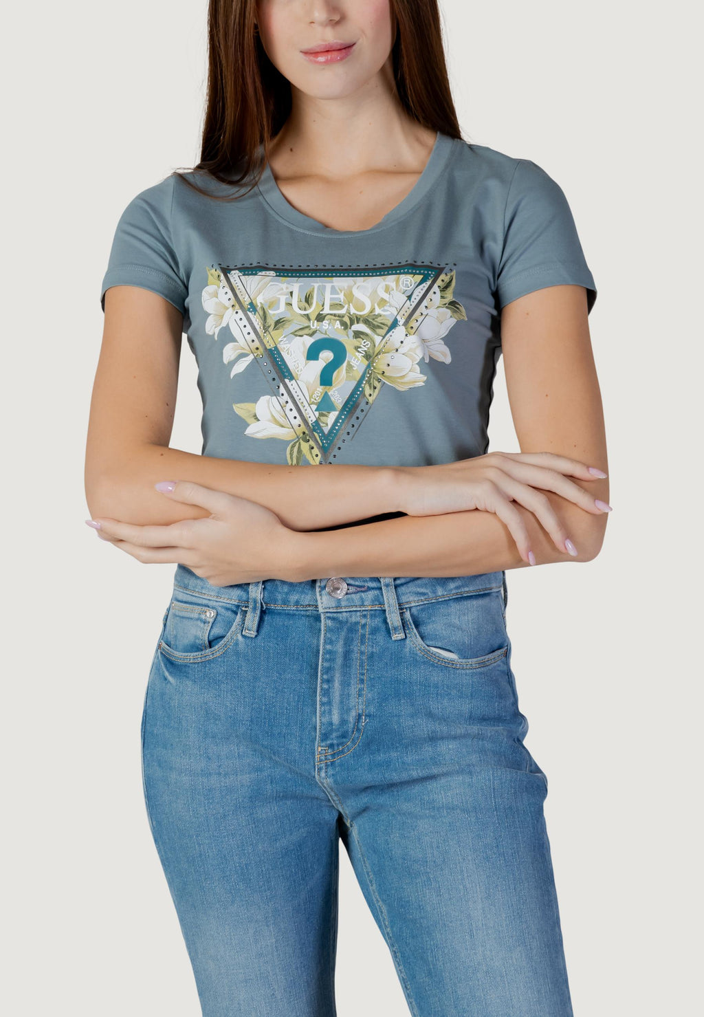T-shirt Guess SS CN CAMELIA TRIANGLE TEE