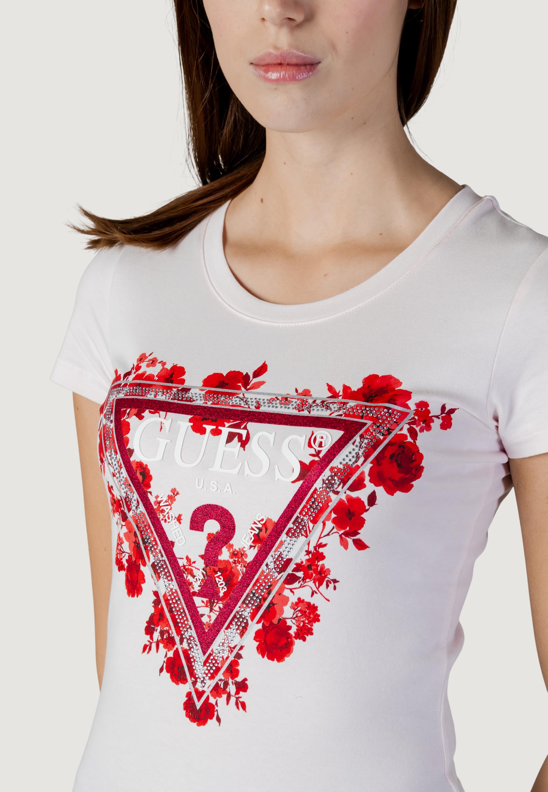 T-shirts Guess SS CN FLOWERS TRIANGLE TEE