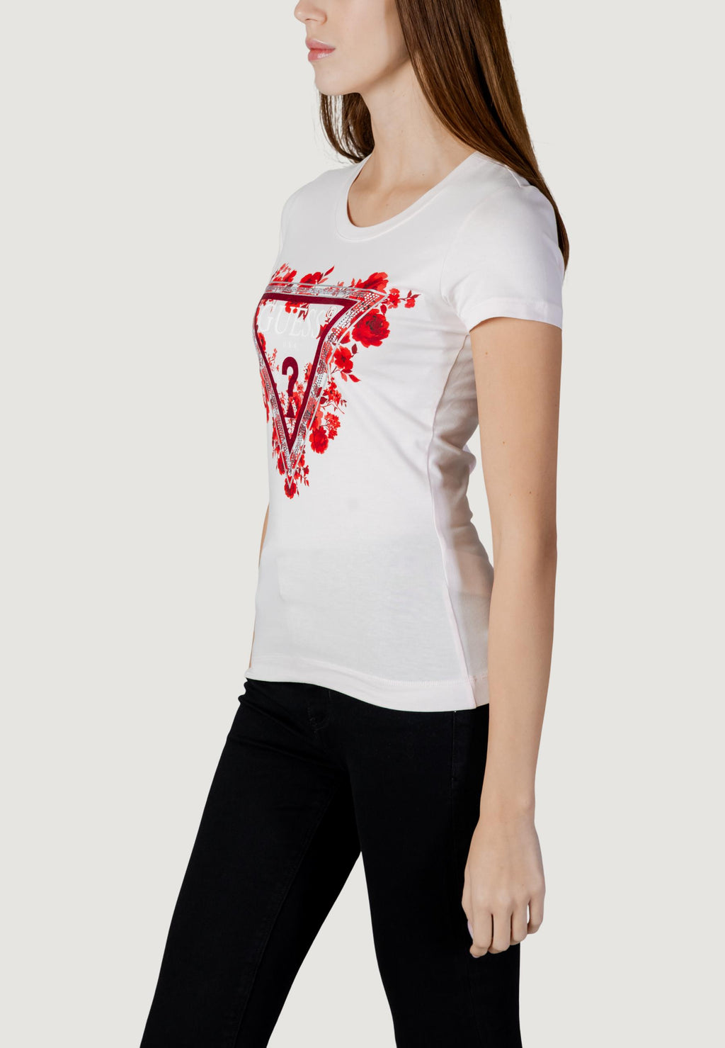 T-shirts Guess SS CN FLOWERS TRIANGLE TEE