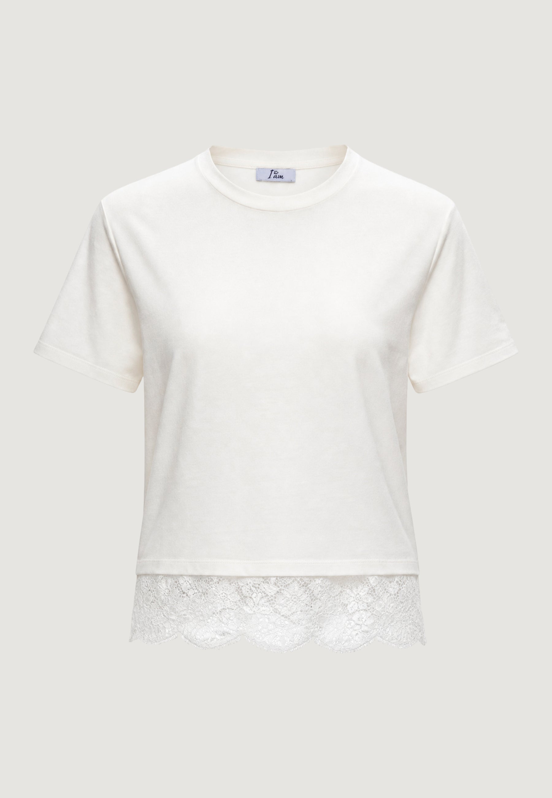 T-shirt I am T-shirt Cotone Pizzo