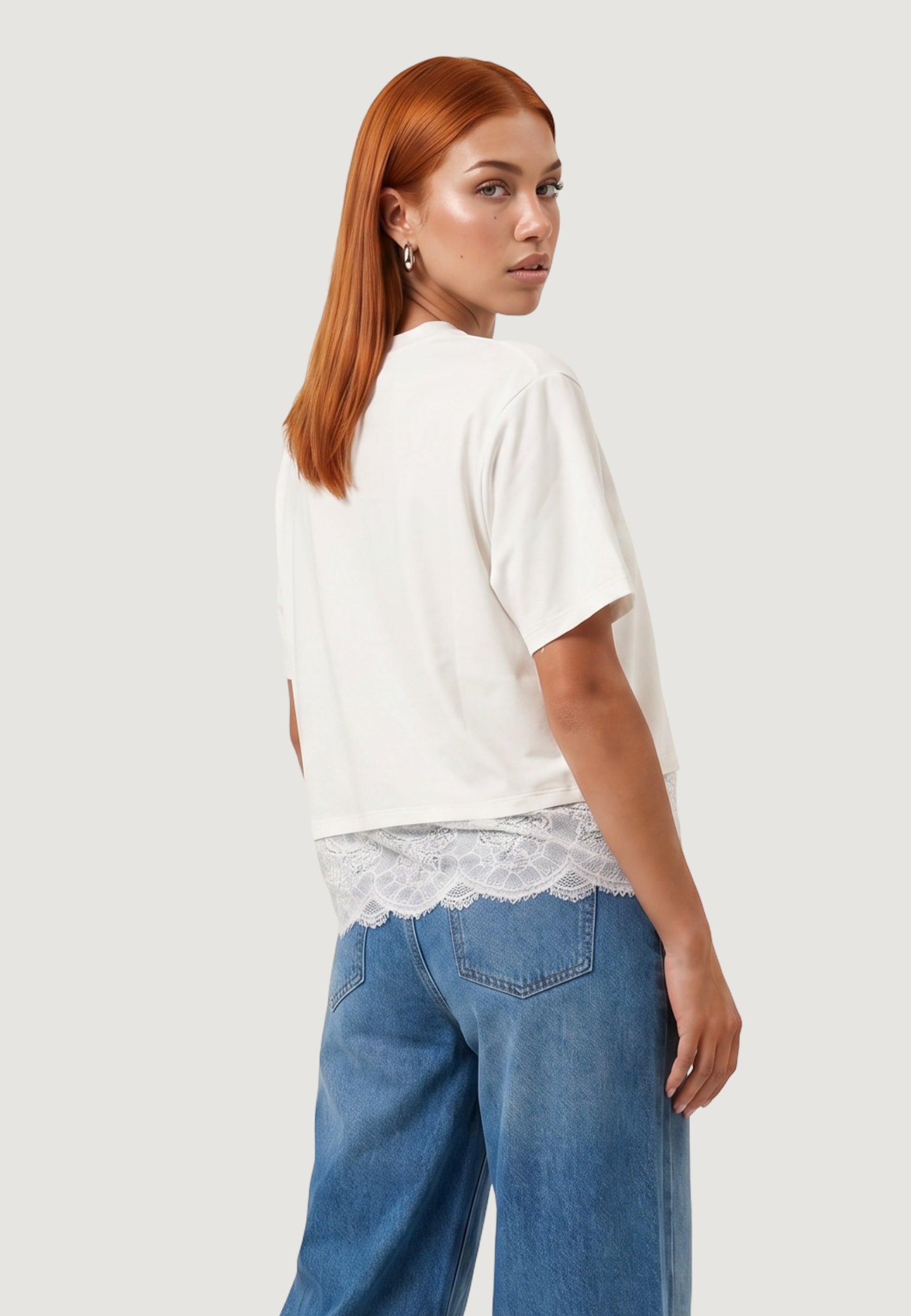 T-shirt I am T-shirt Cotone Pizzo