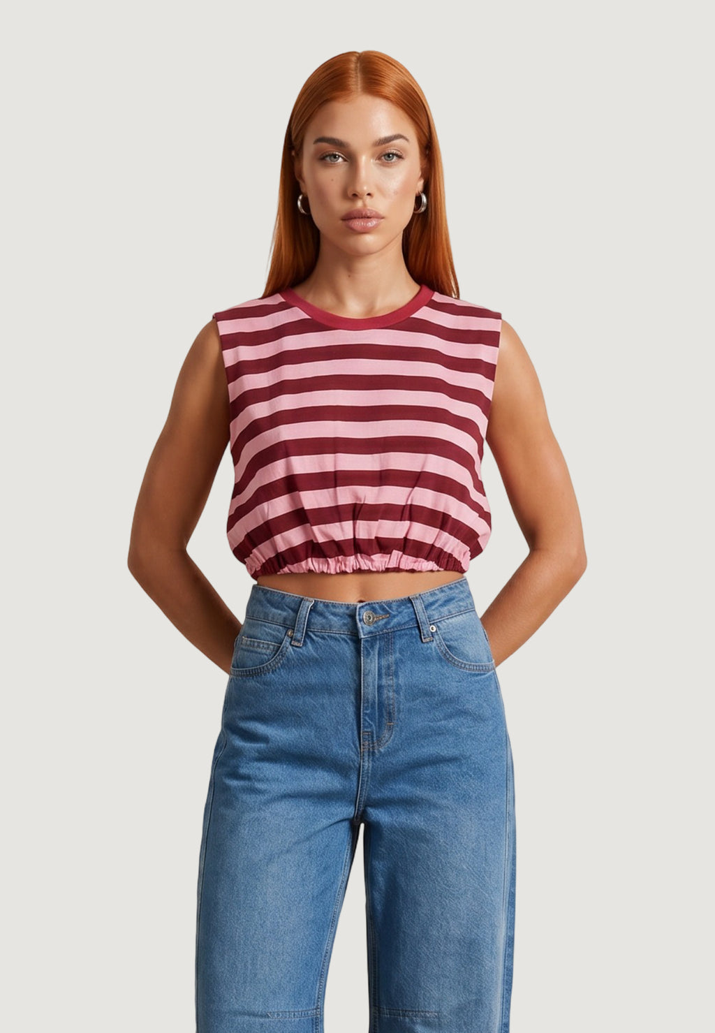 T-shirt I am Top Viscosa Righe