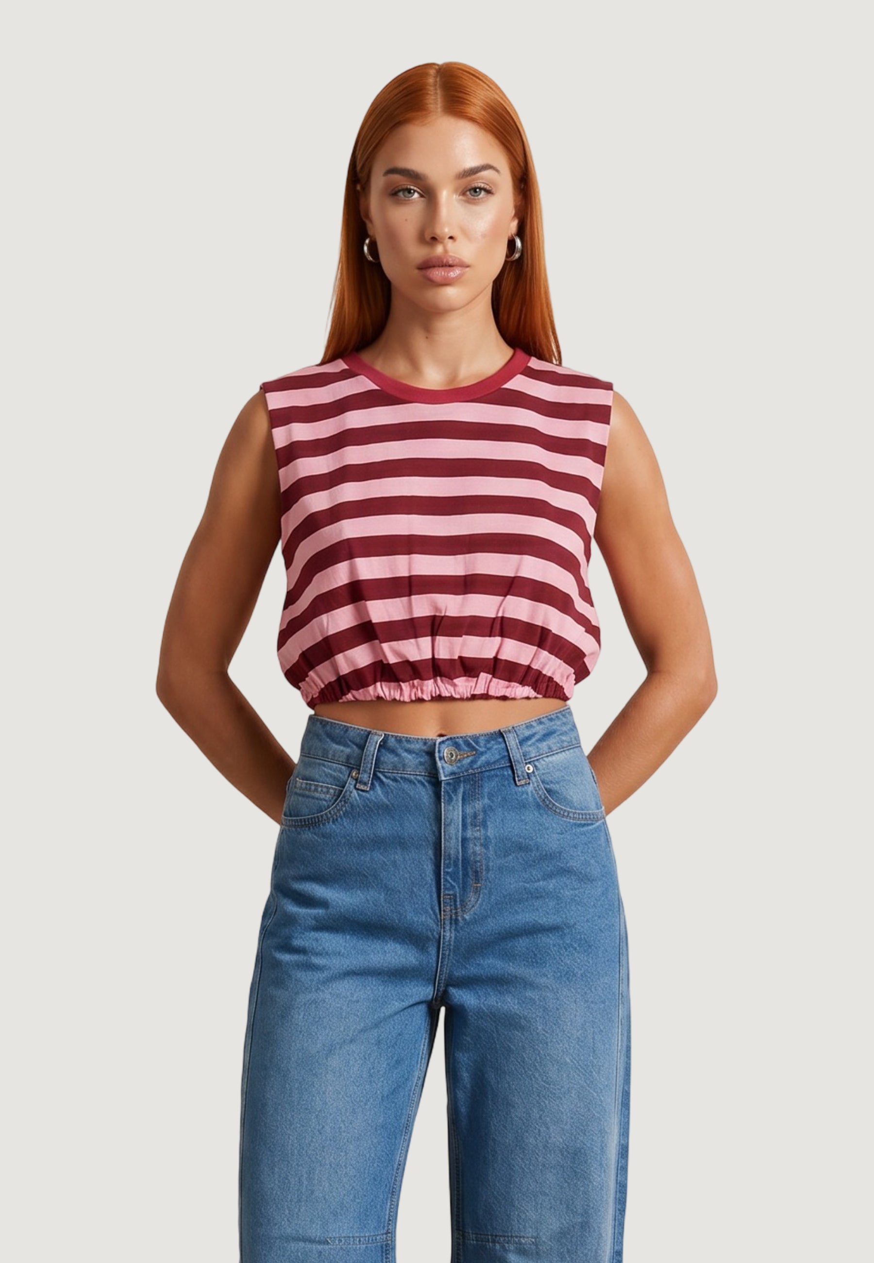 T-shirt I am Top Viscosa Righe