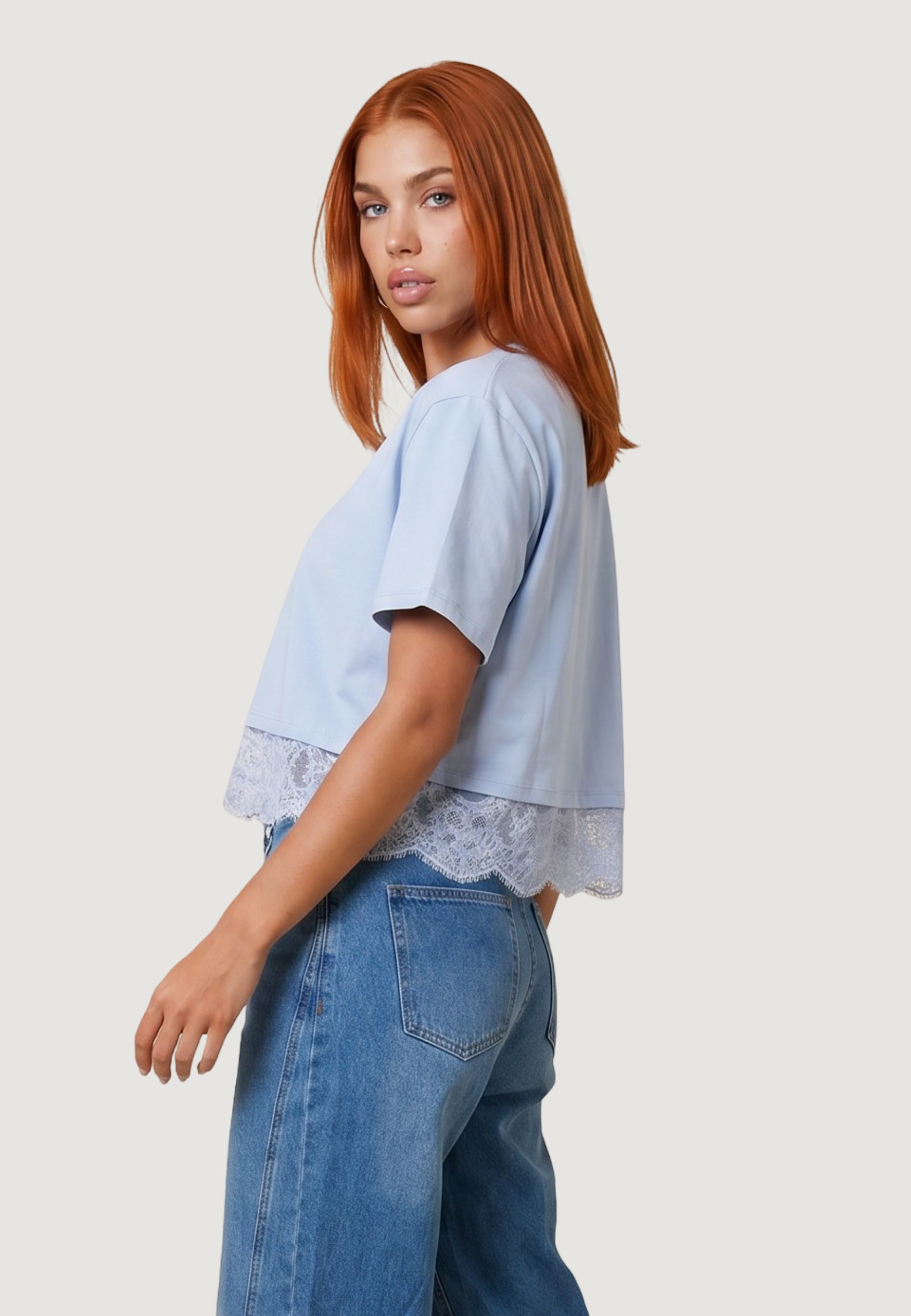 T-shirt I am T-shirt Cotone Pizzo