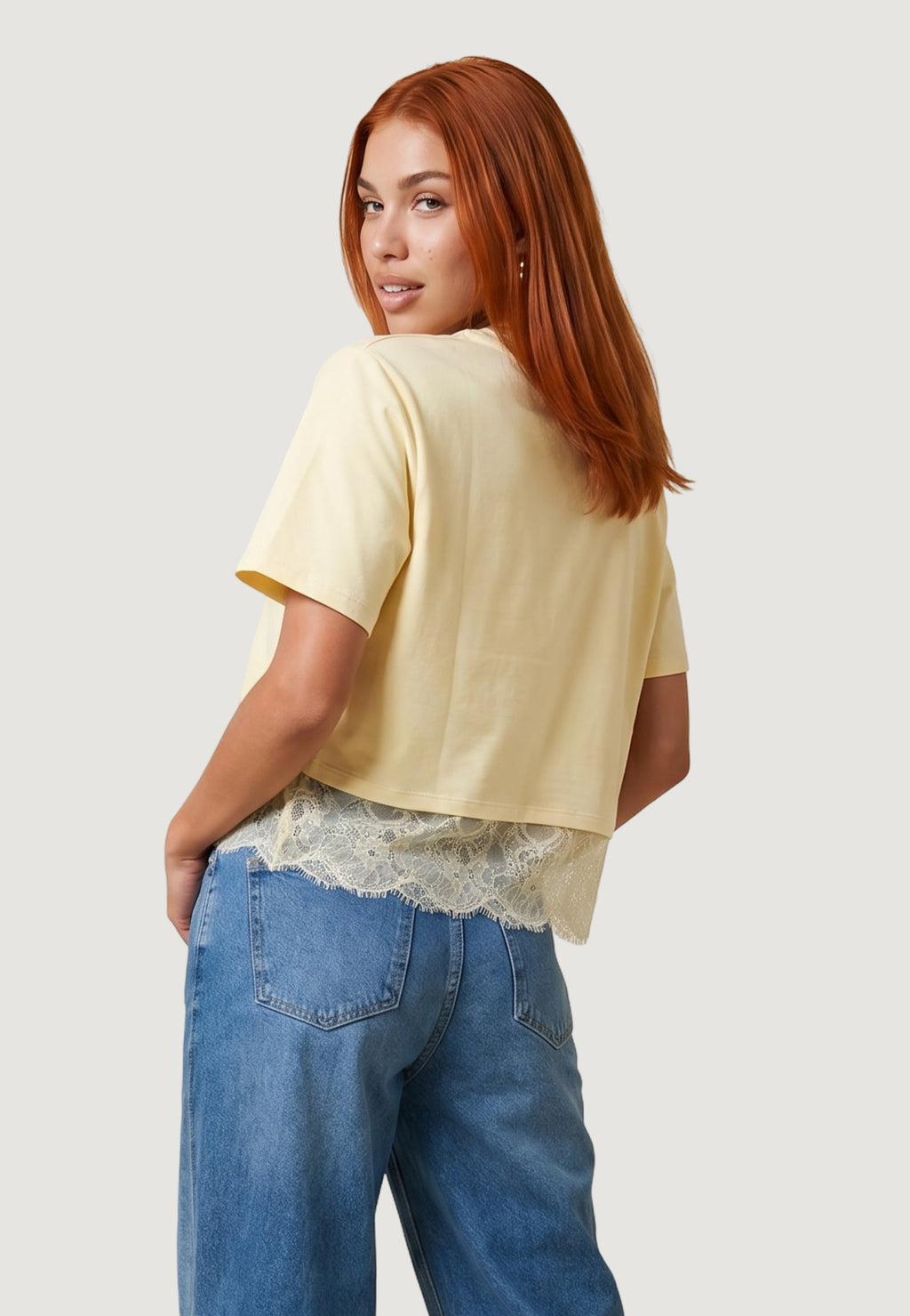 T-shirt I am T-shirt Cotone Pizzo
