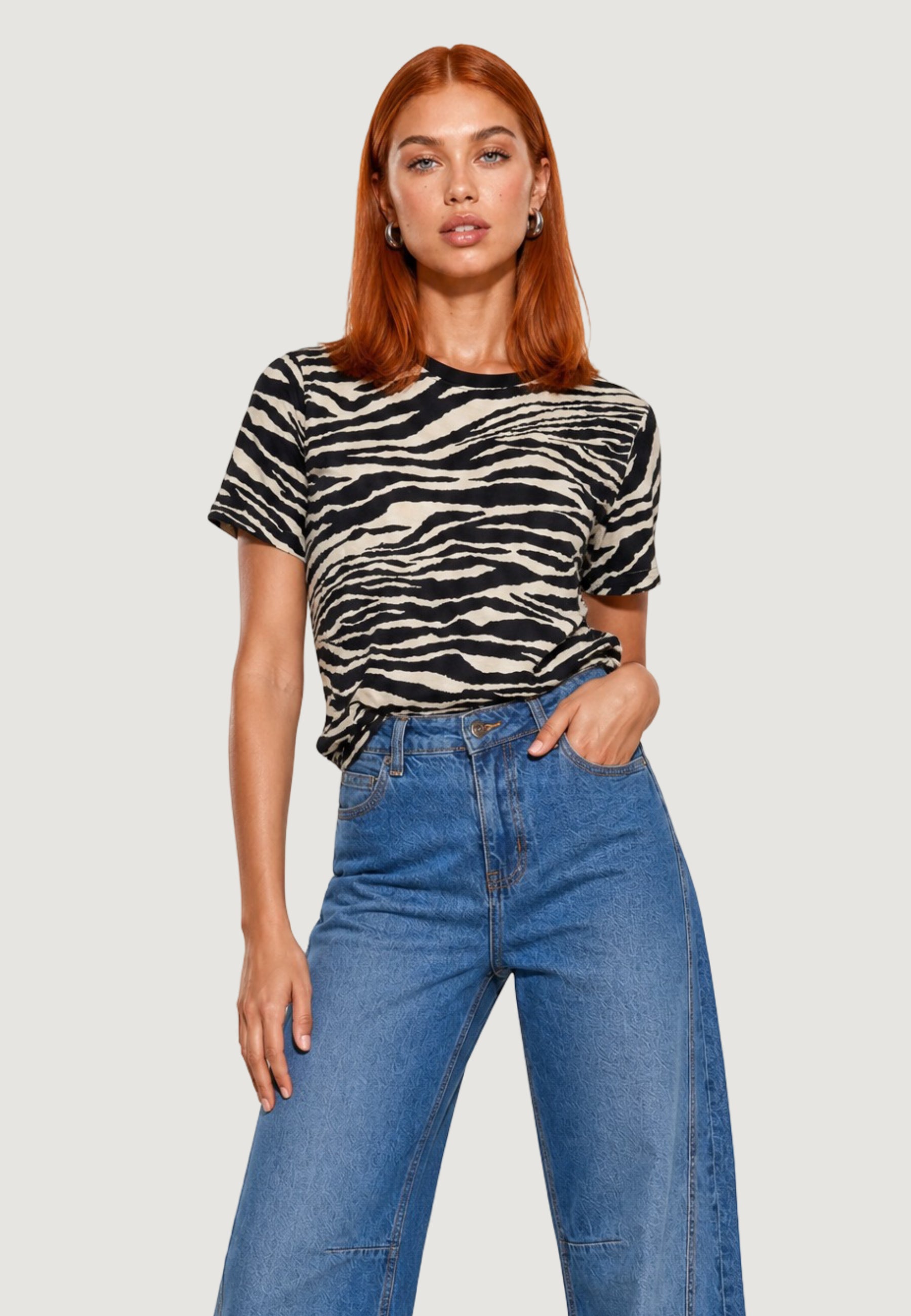 T-shirt I am T-shirt Cotone Stampa Zebra