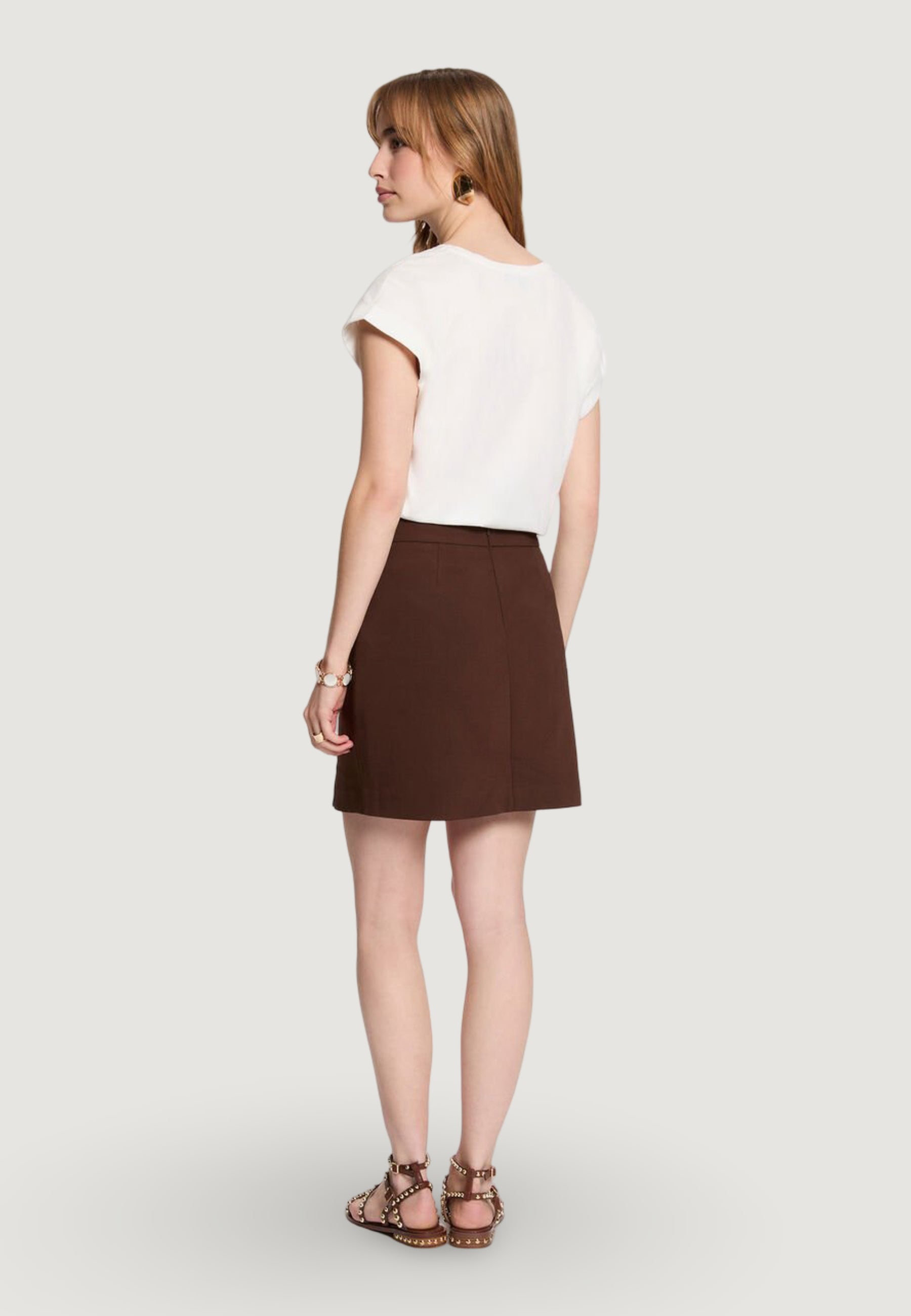 Gonna in pied de poule con lurex Donna, Oro | Milano Gonna in pied de poule con lurex Donna, Oro | Milano