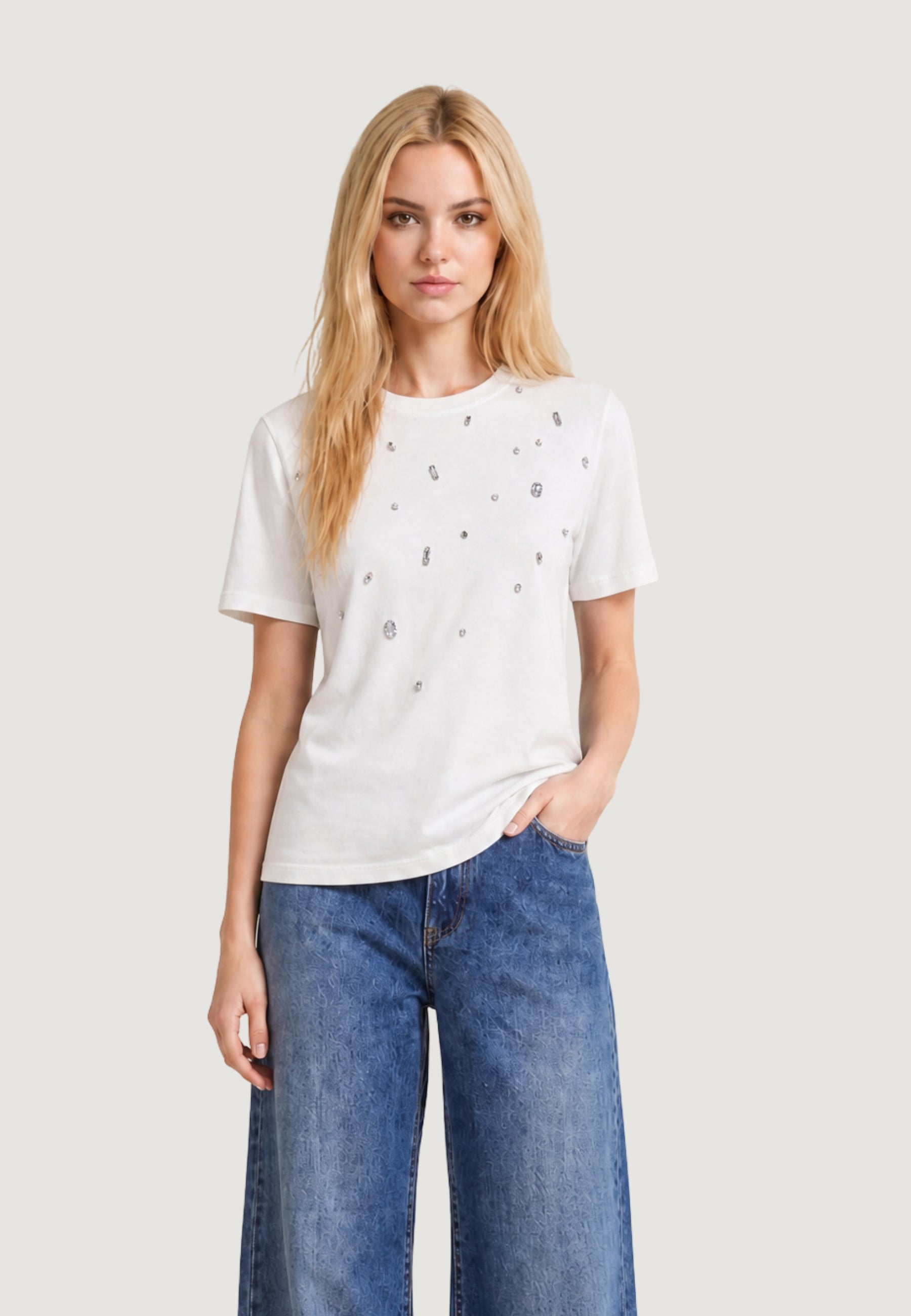 T-shirt Only ONLSANJA S/S O-NECK BLING TOP BOX CC JRS