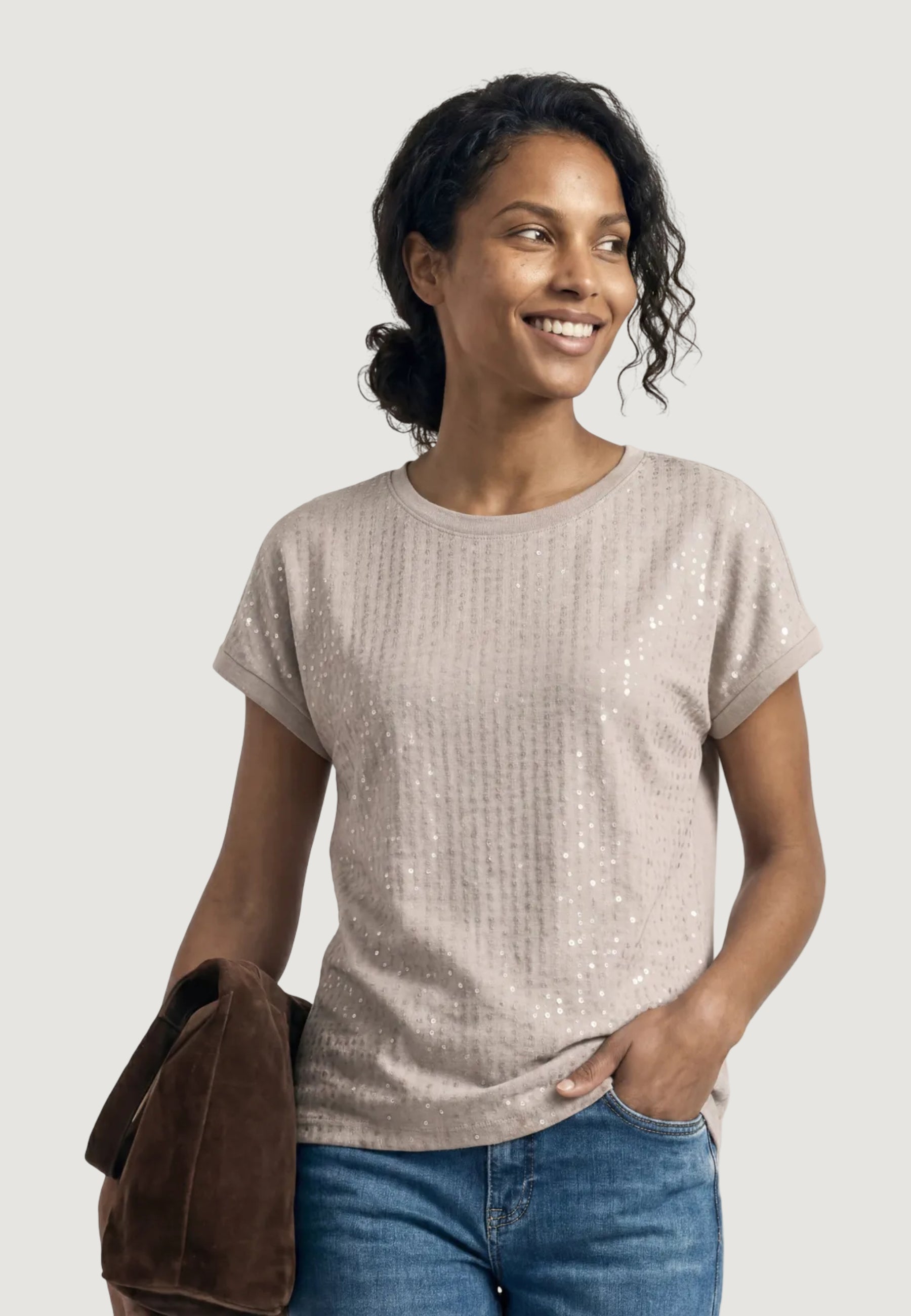 T-shirt Street One knit look shirt w.transparentsequins