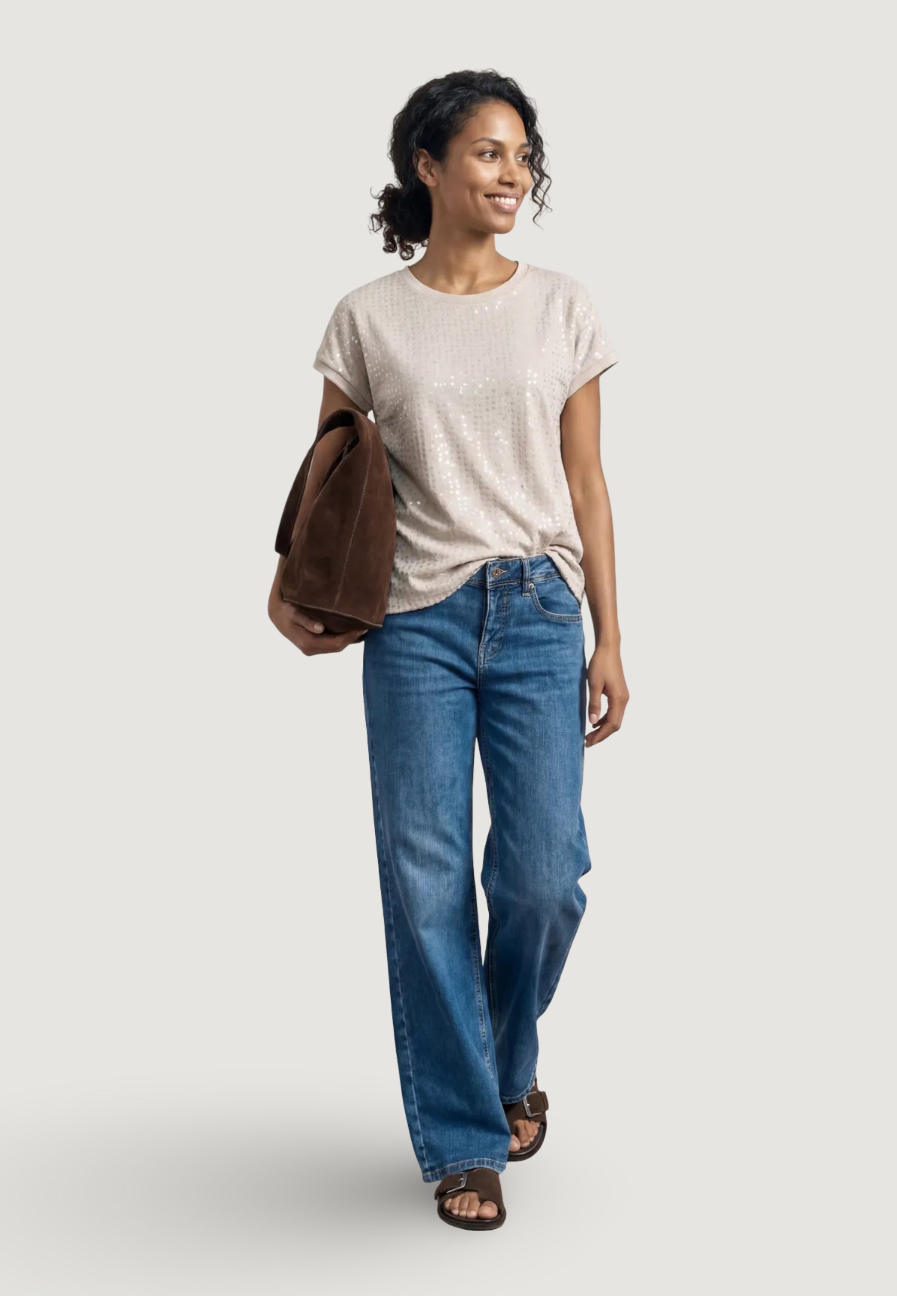 T-shirt Street One knit look shirt w.transparentsequins