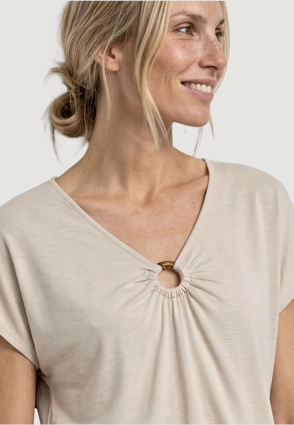 T-shirt Street One silk look shirt w.deco detail