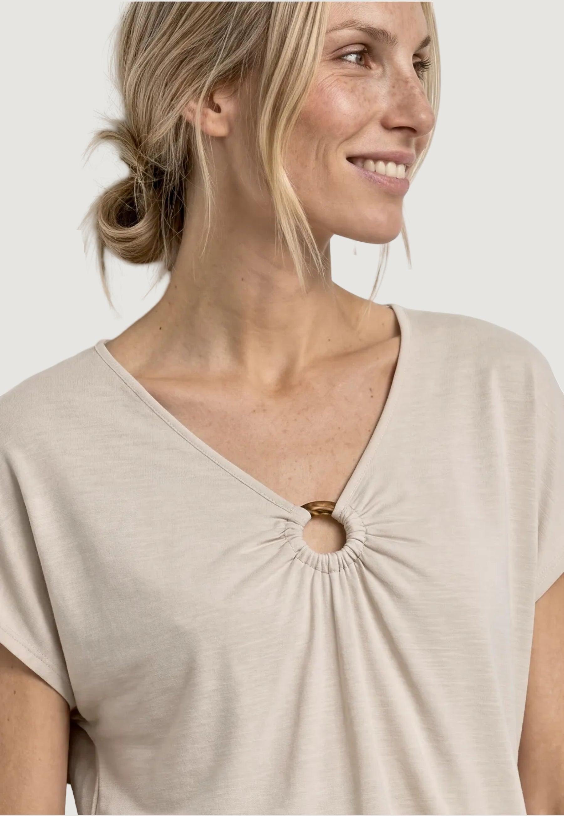 T-shirt Street One silk look shirt w.deco detail