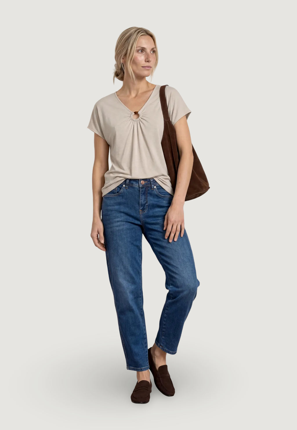 T-shirt Street One silk look shirt w.deco detail