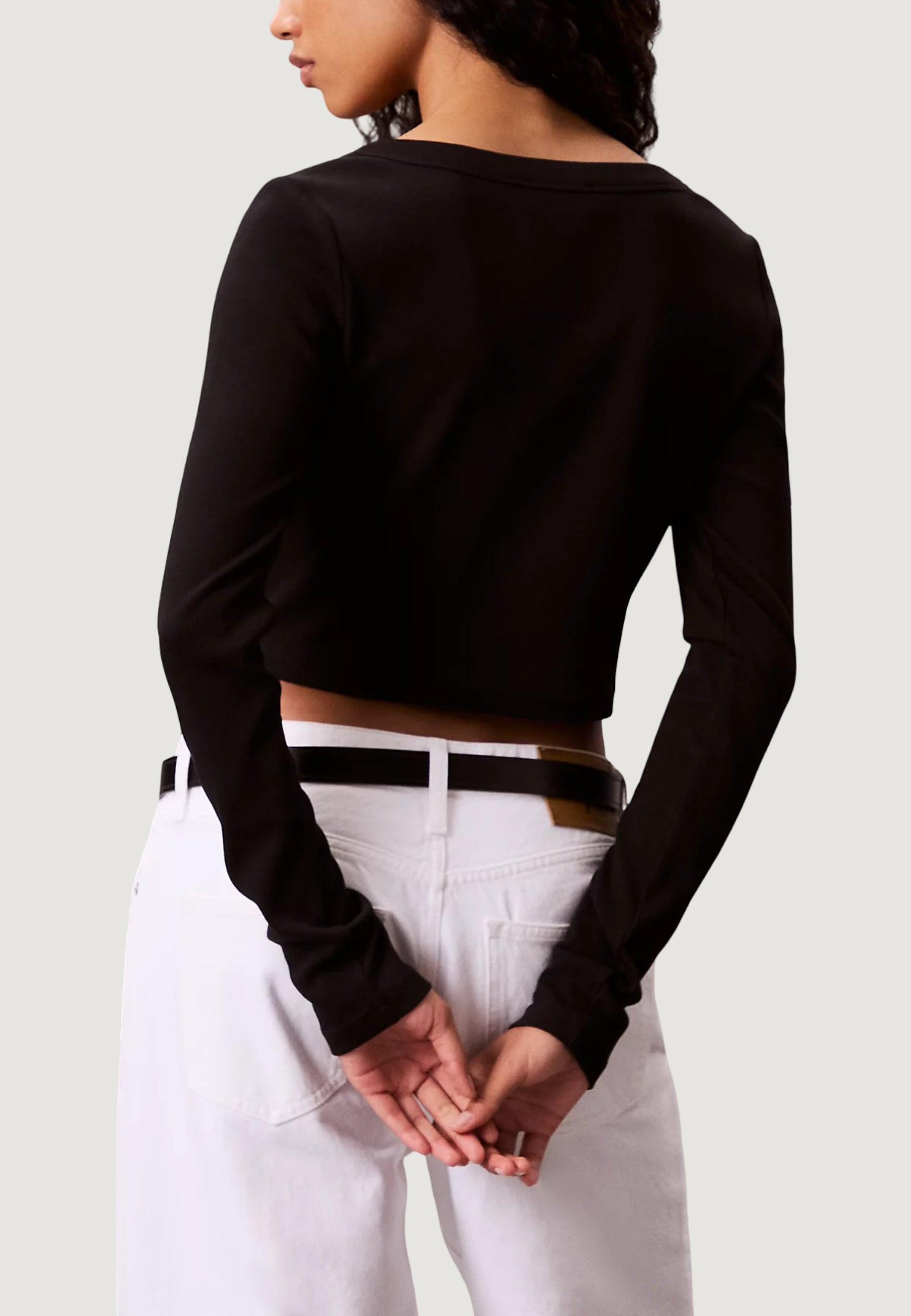 T-shirt manica lunga Calvin Klein Jeans LS WOVEN LABEL 2X2 C