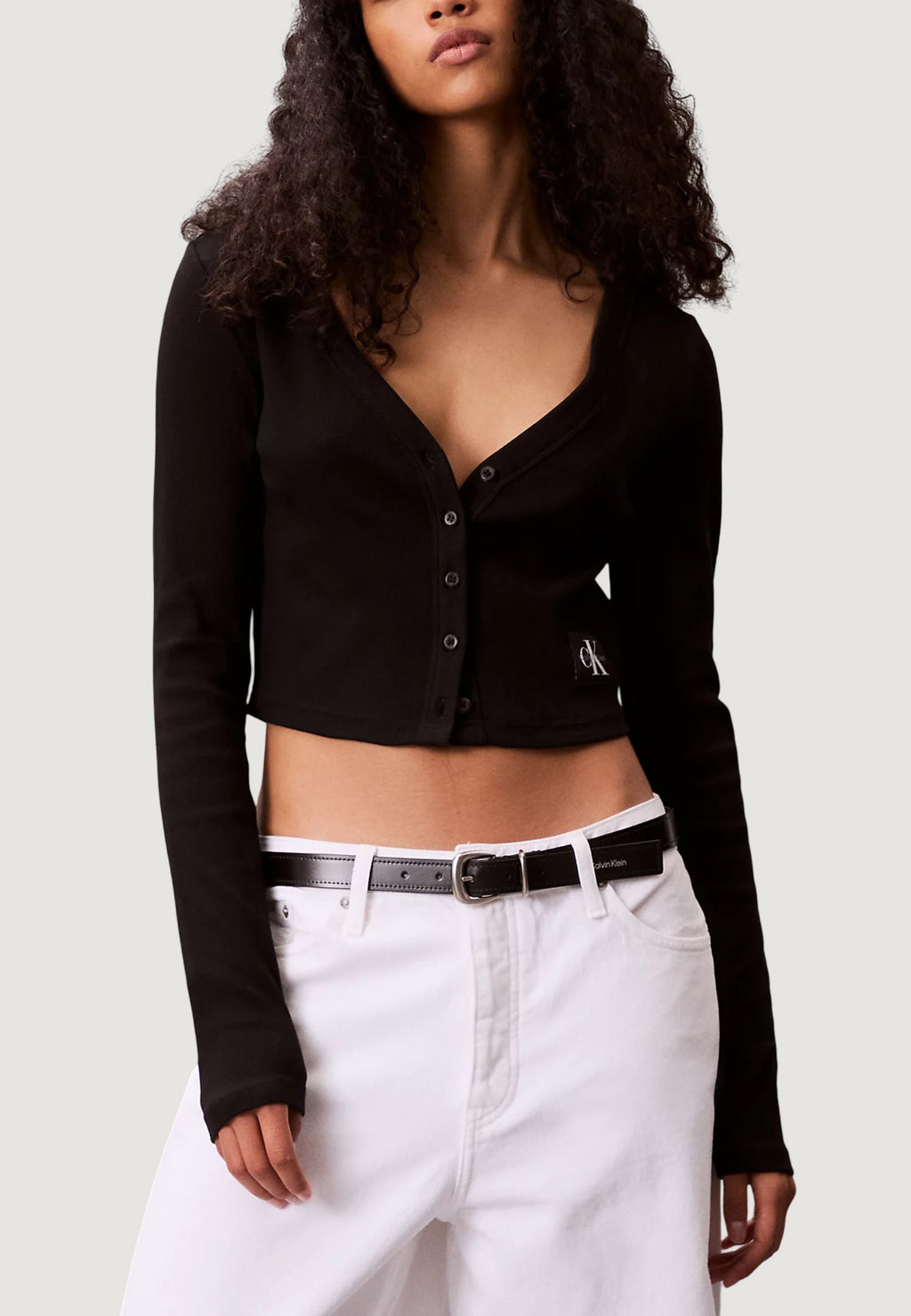 T-shirt manica lunga Calvin Klein Jeans LS WOVEN LABEL 2X2 C