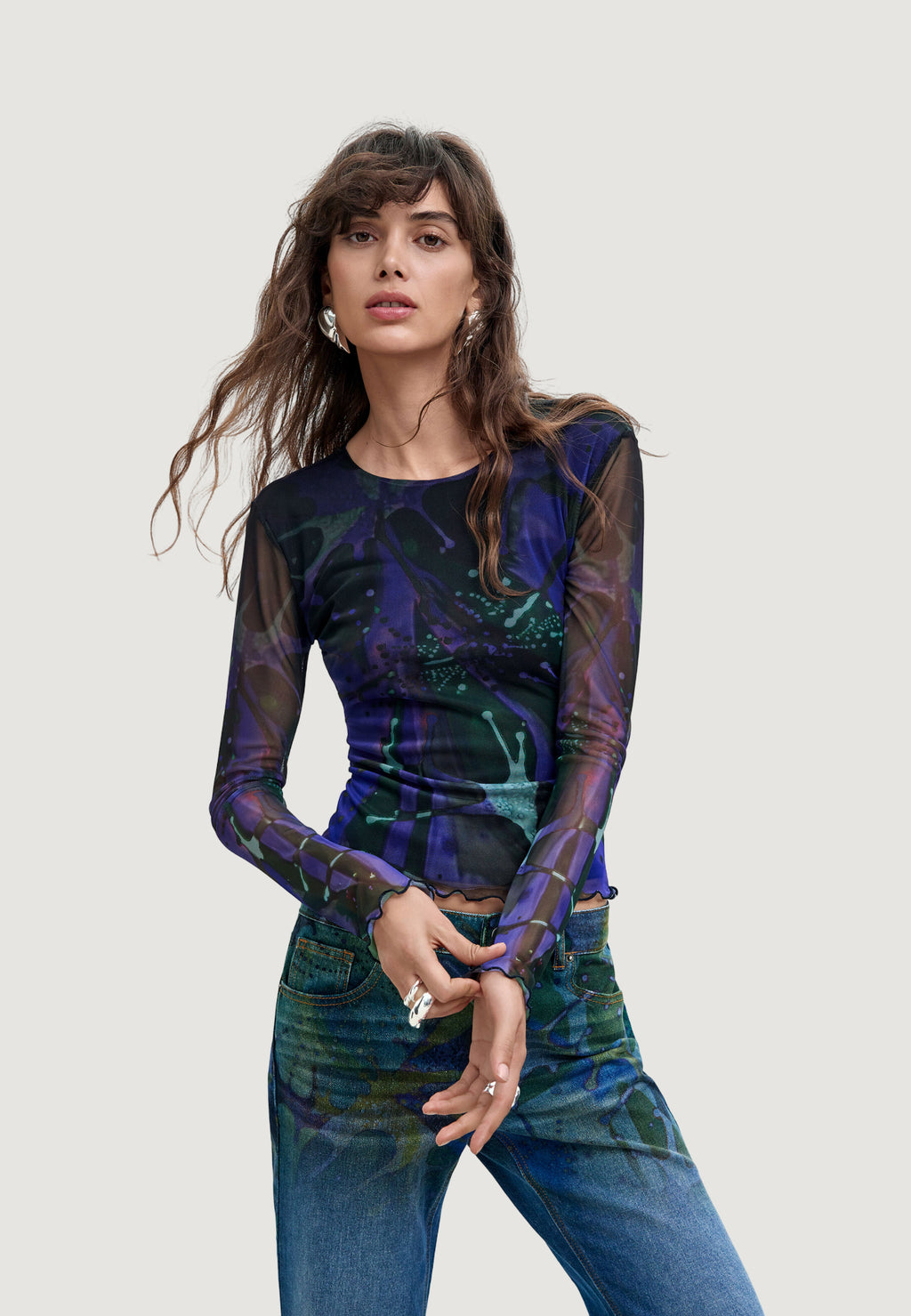 T-shirt manica lunga Desigual TS_DOTS LEAF_LACROIX
