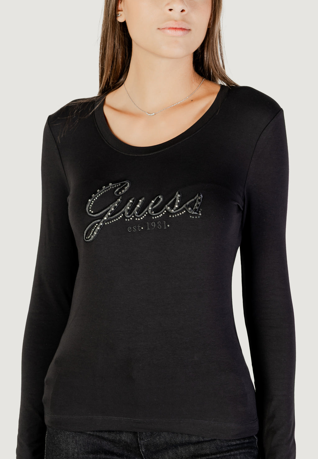 T-shirt Guess CN LS EMBRO SCRIPT LOGO TEE