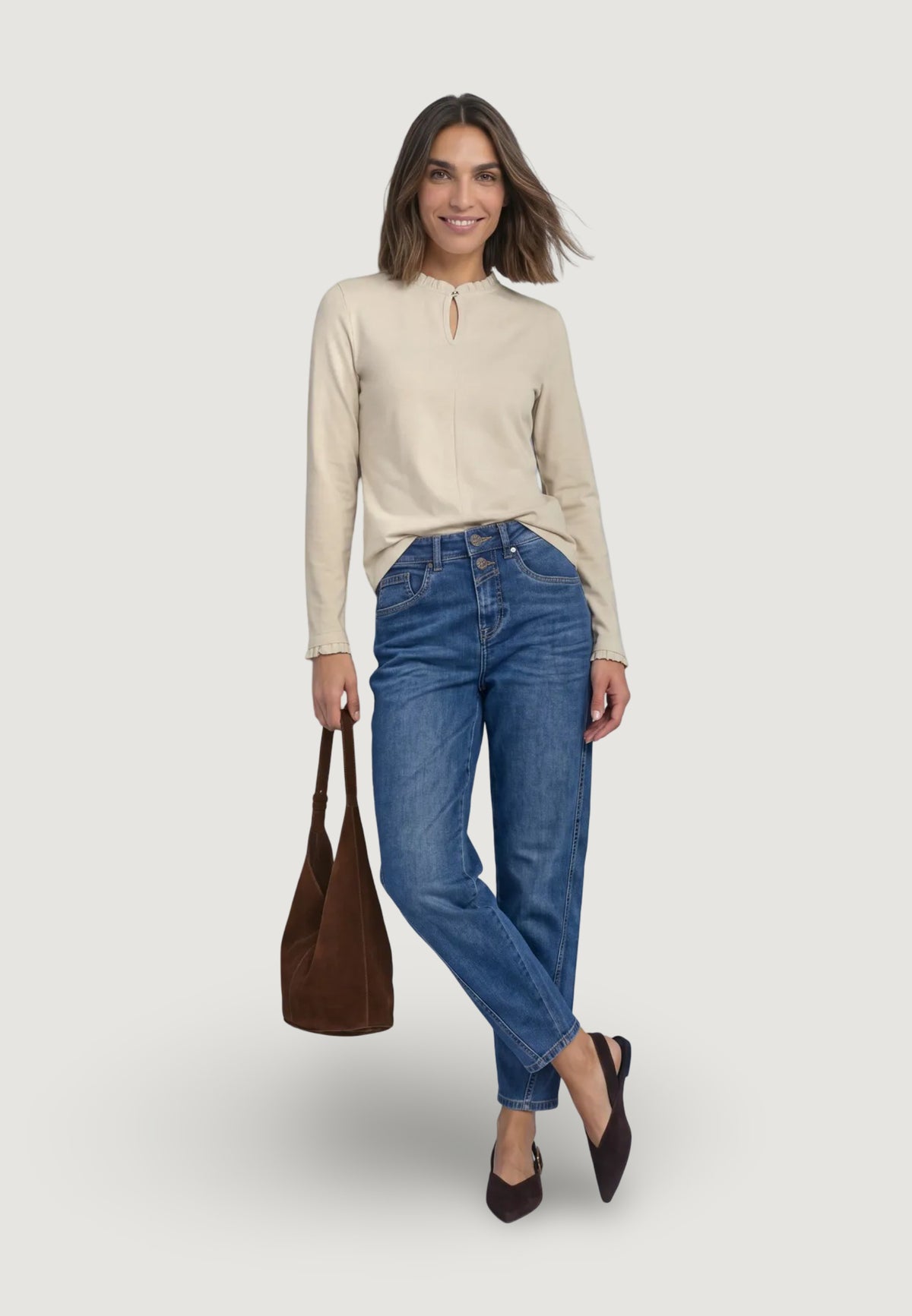T-shirt Street One LTD QR frill neck basic shirt