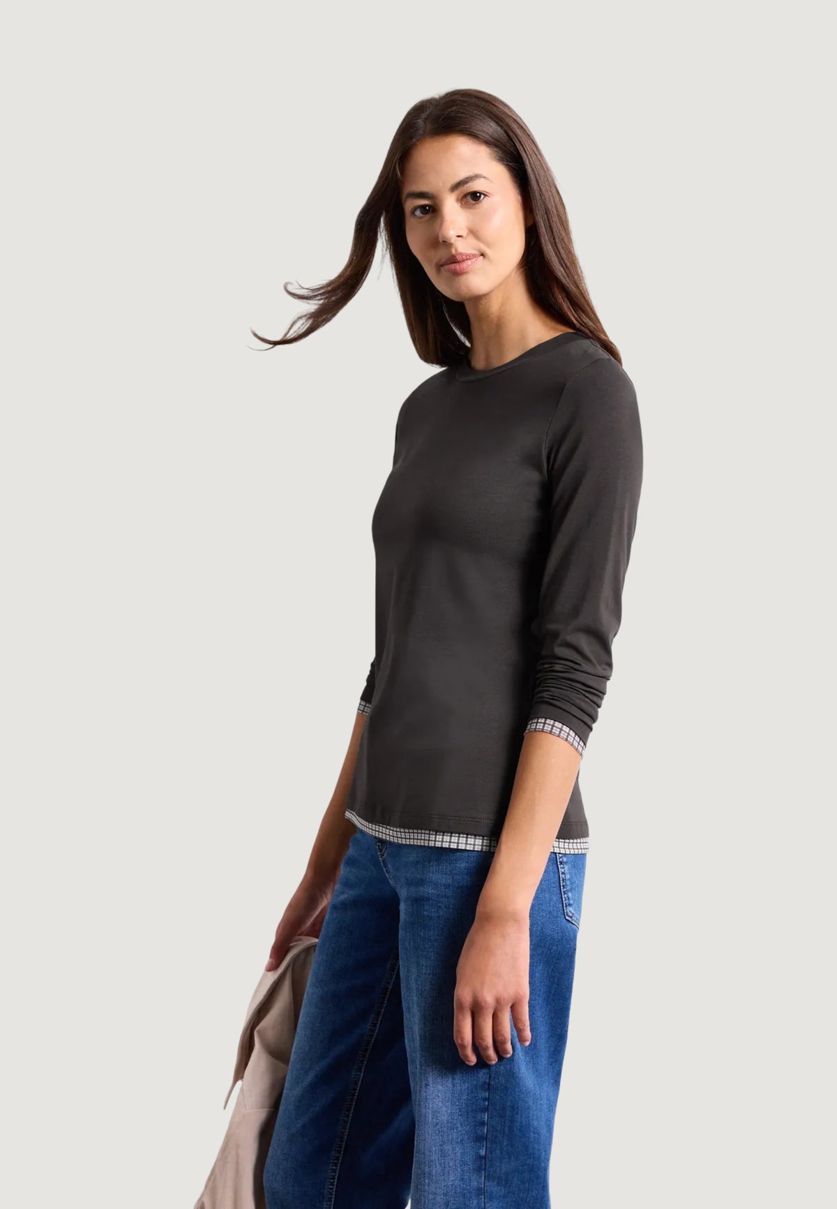T-shirt manica lunga Street One shirt w.printed mesh cuffs