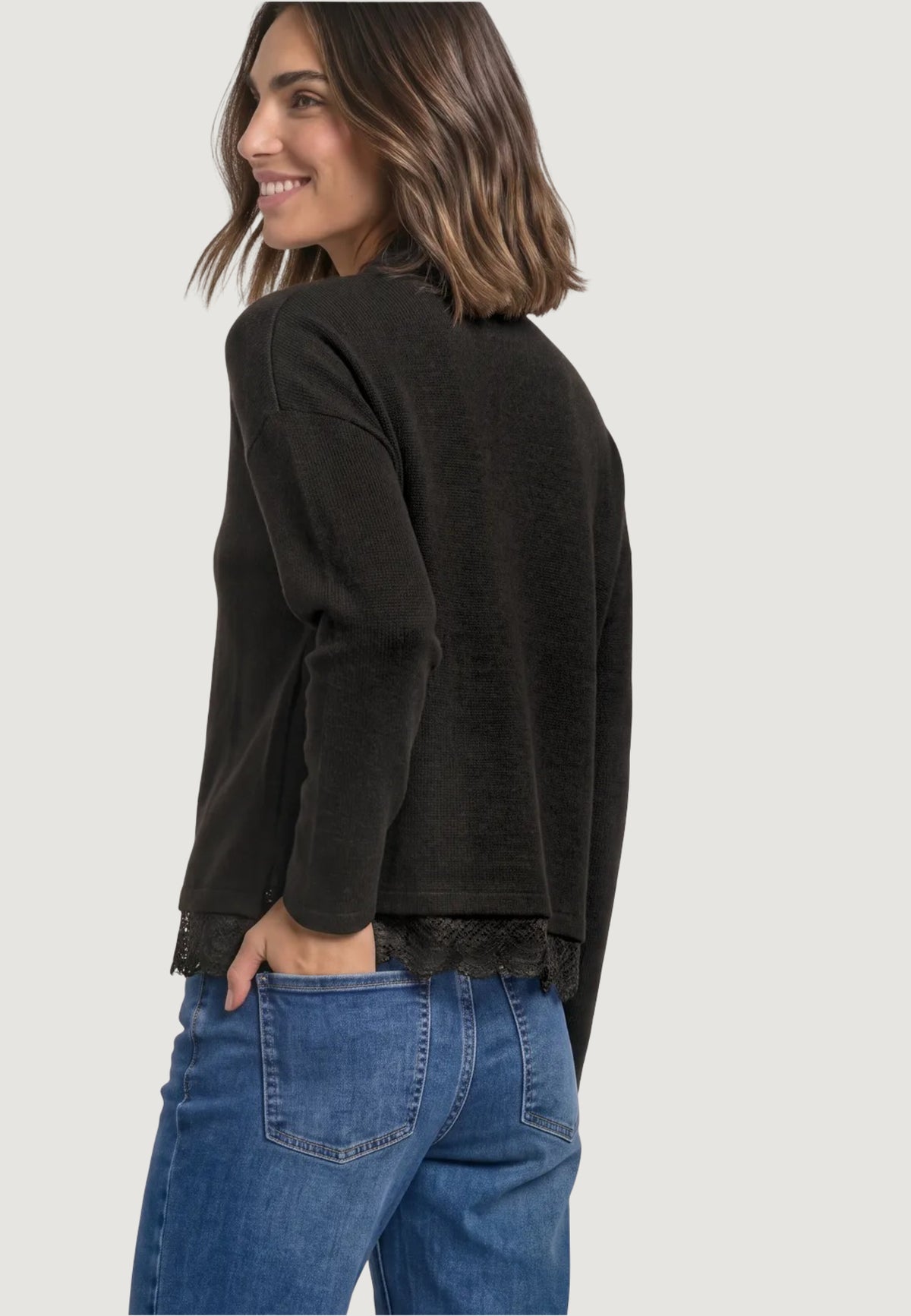 T-shirt Street One LTD QR soft melange look shirtw.lace
