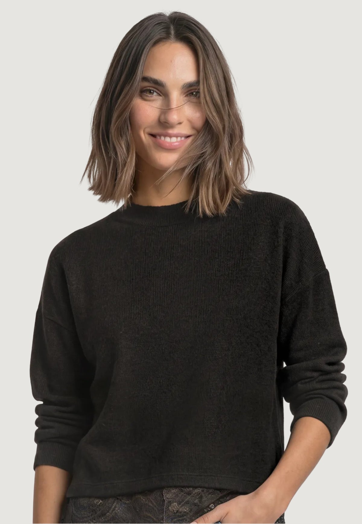 T-shirt Street One LTD QR soft melange look shirtw.lace