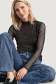 T-shirt Street One LTD QR printed mesh shirt w.gathered