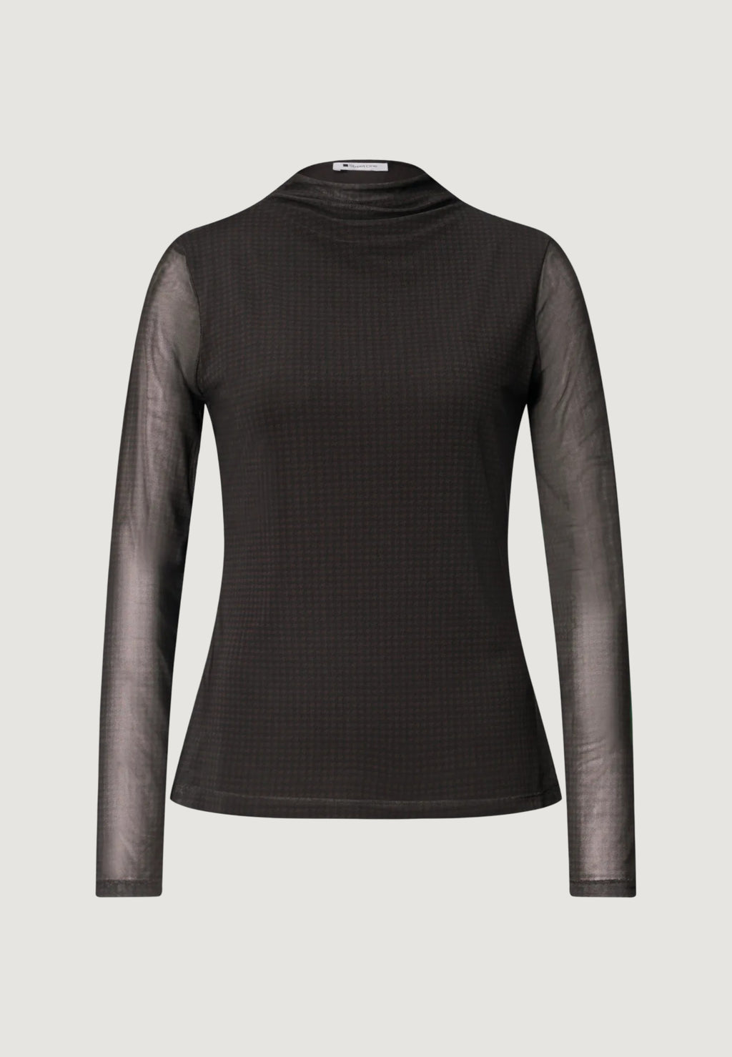 T-shirt Street One LTD QR printed mesh shirt w.gathered