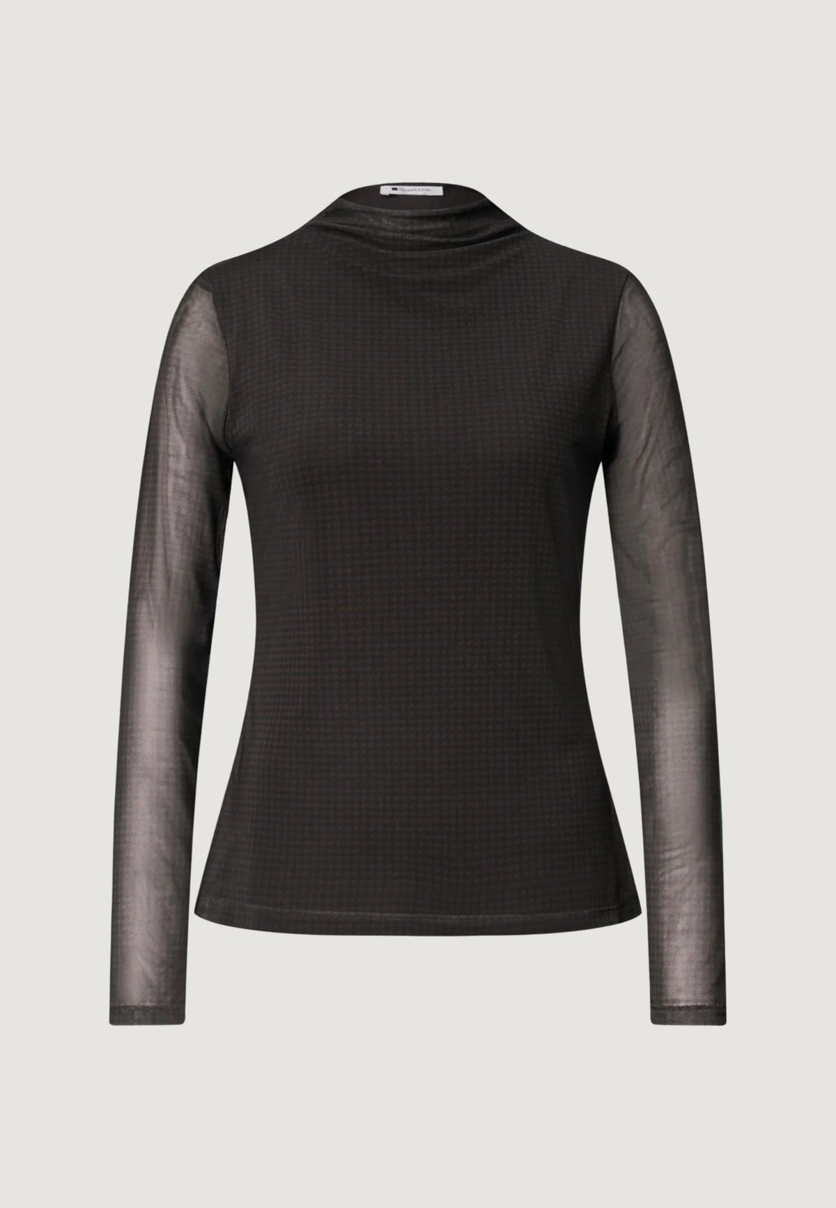 T-shirt Street One LTD QR printed mesh shirt w.gathered