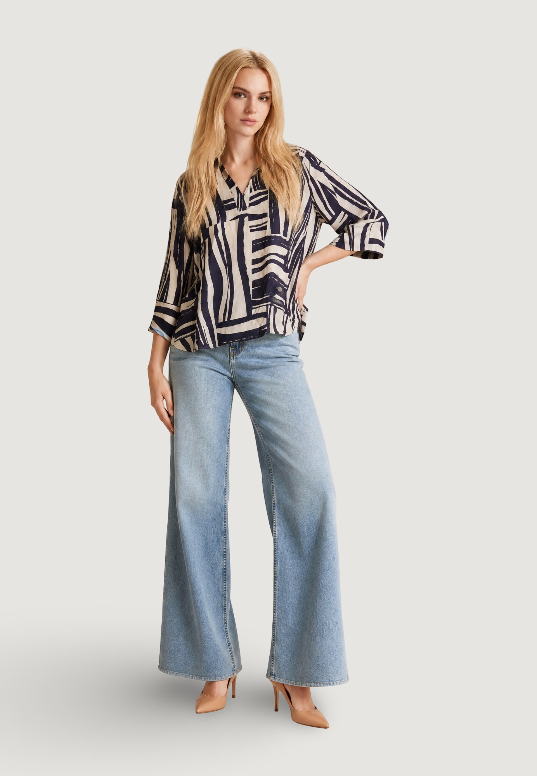 Top Jacqueline de Yong Jdypepper 3/4 V-Neck Collar Top Wvn Dia