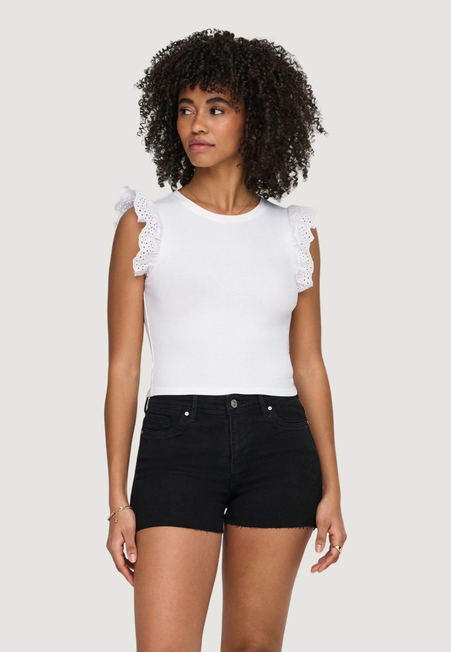 Top Only Onlmathilda S/L Lace Detail Jrs Noos