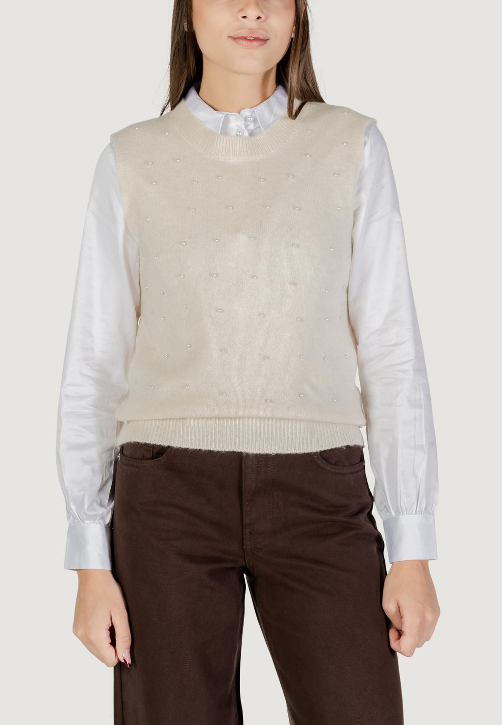 Top Only Onlrenata Life Sl O-Neck Pearl Vest Knt