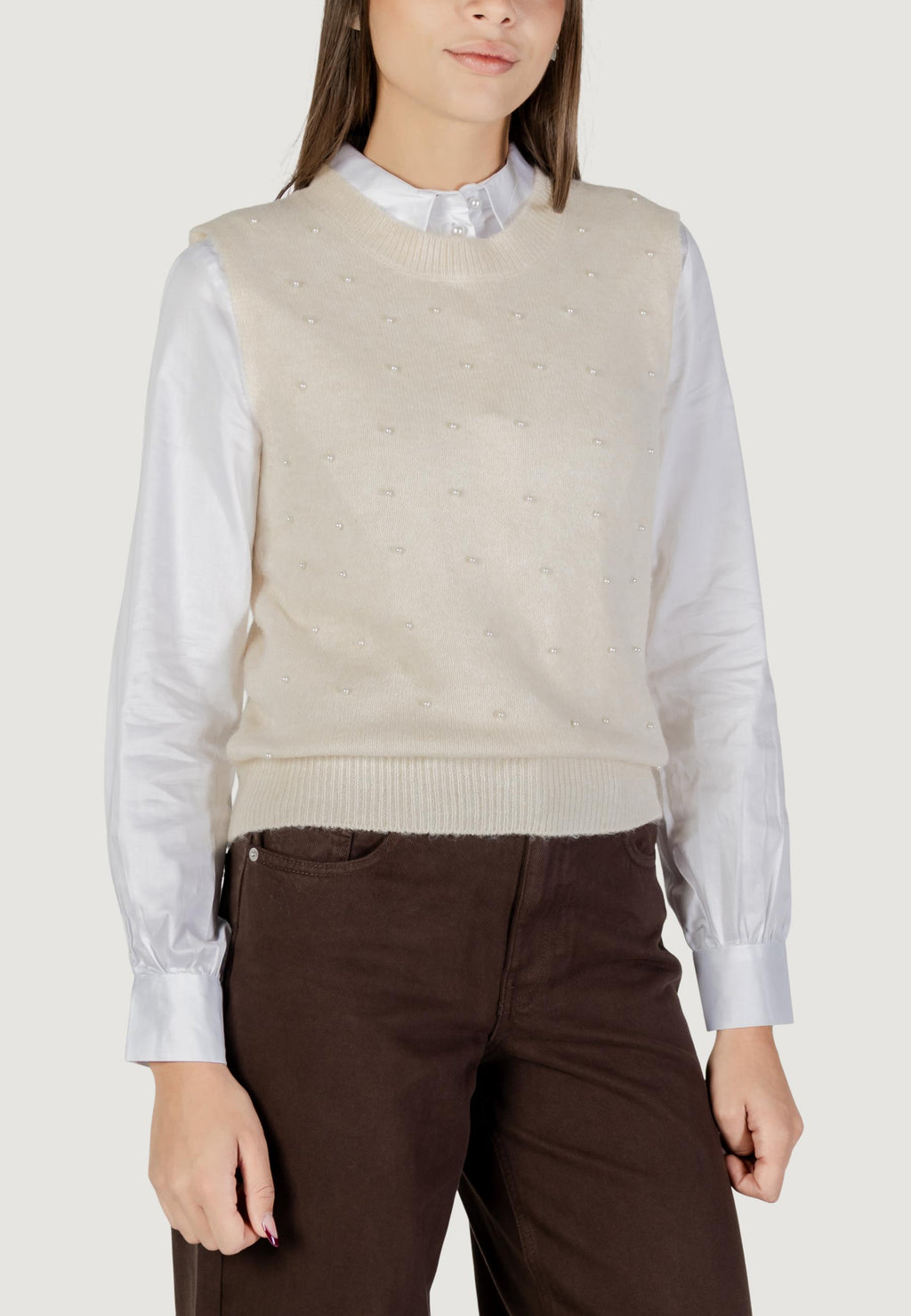 Top Only Onlrenata Life Sl O-Neck Pearl Vest Knt