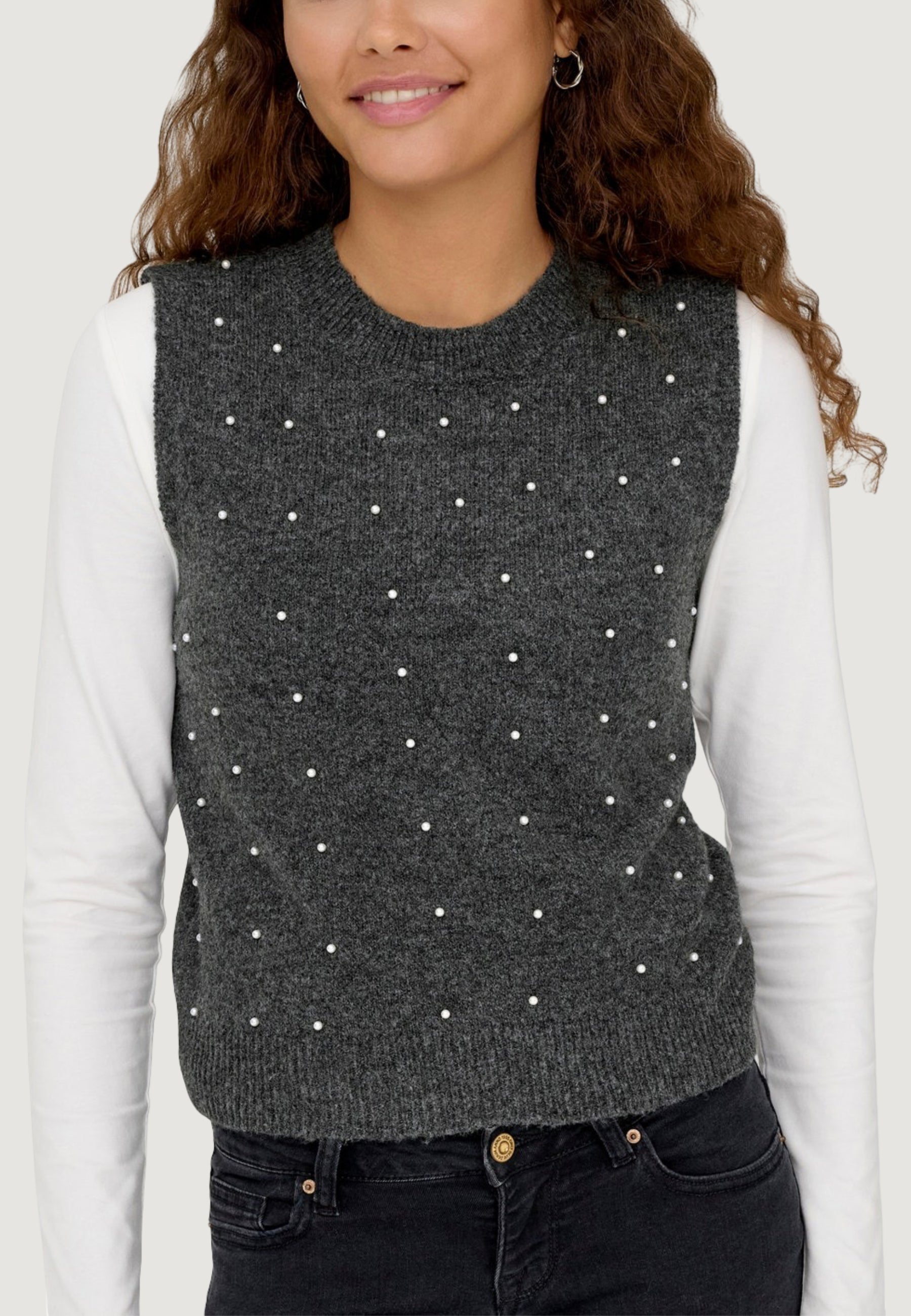 Top Only Onlrenata Life Sl O-Neck Pearl Vest Knt