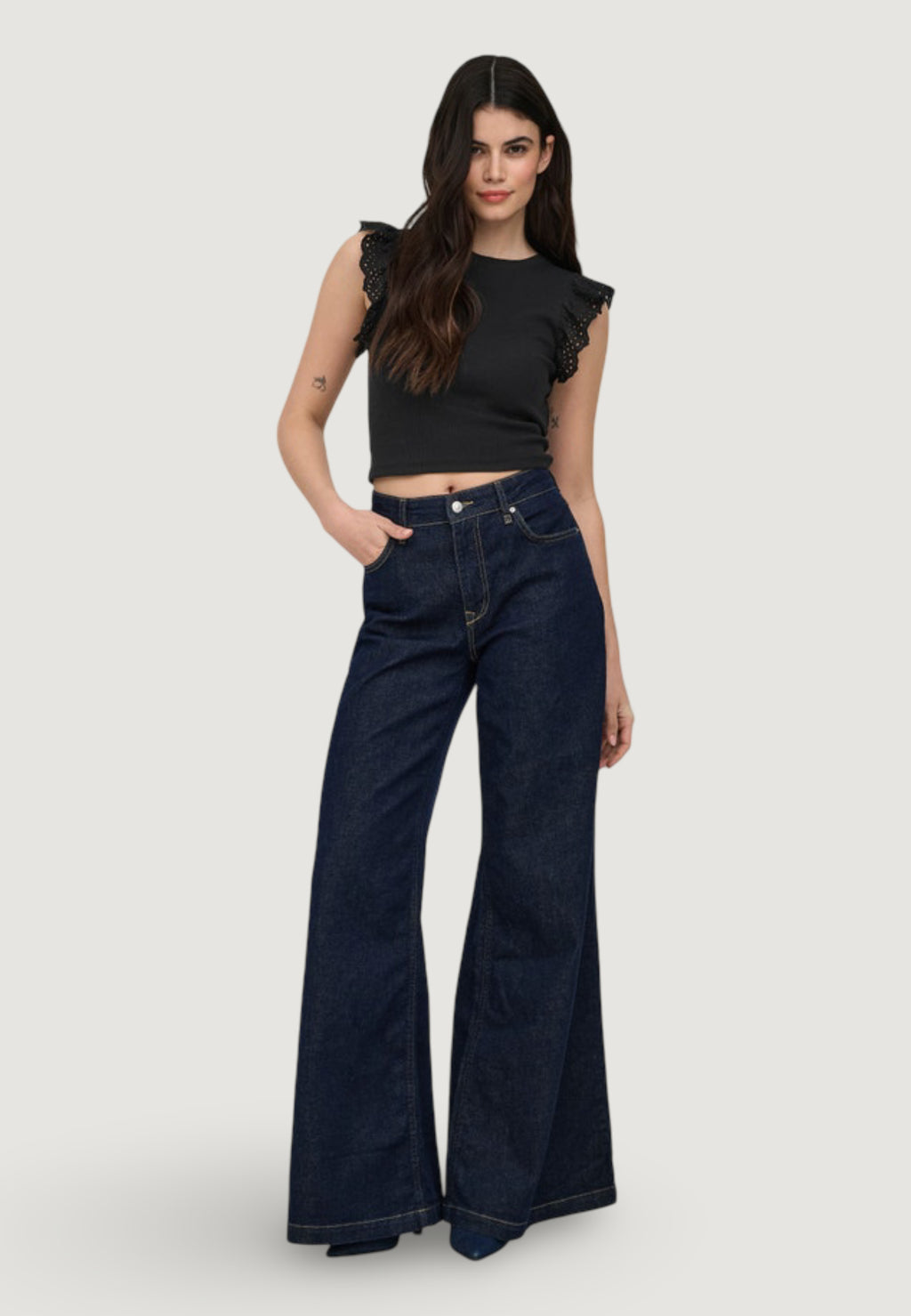 Top Only Onlmathilda S/L Lace Detail Jrs Noos