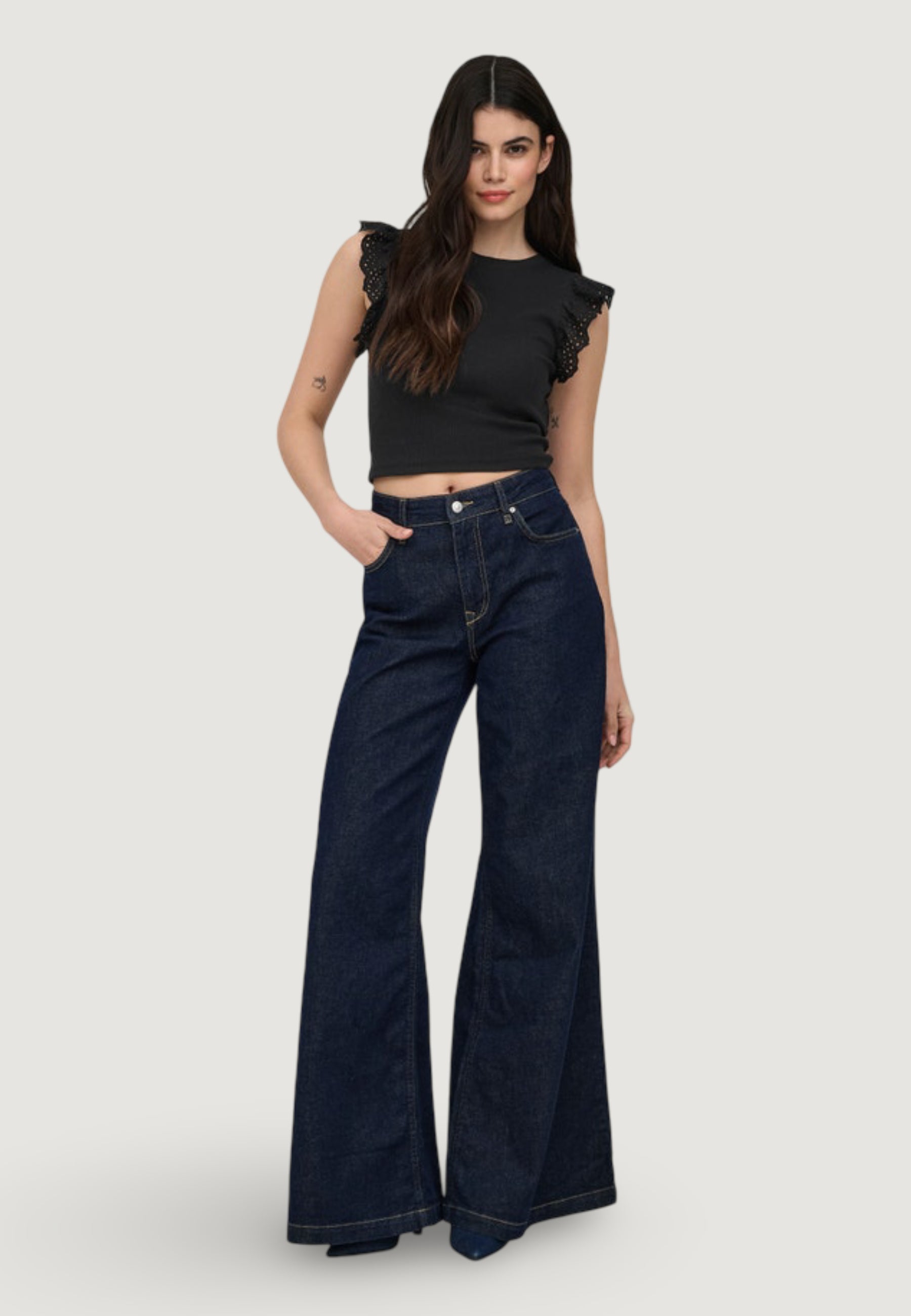 Top Only Onlmathilda S/L Lace Detail Jrs Noos