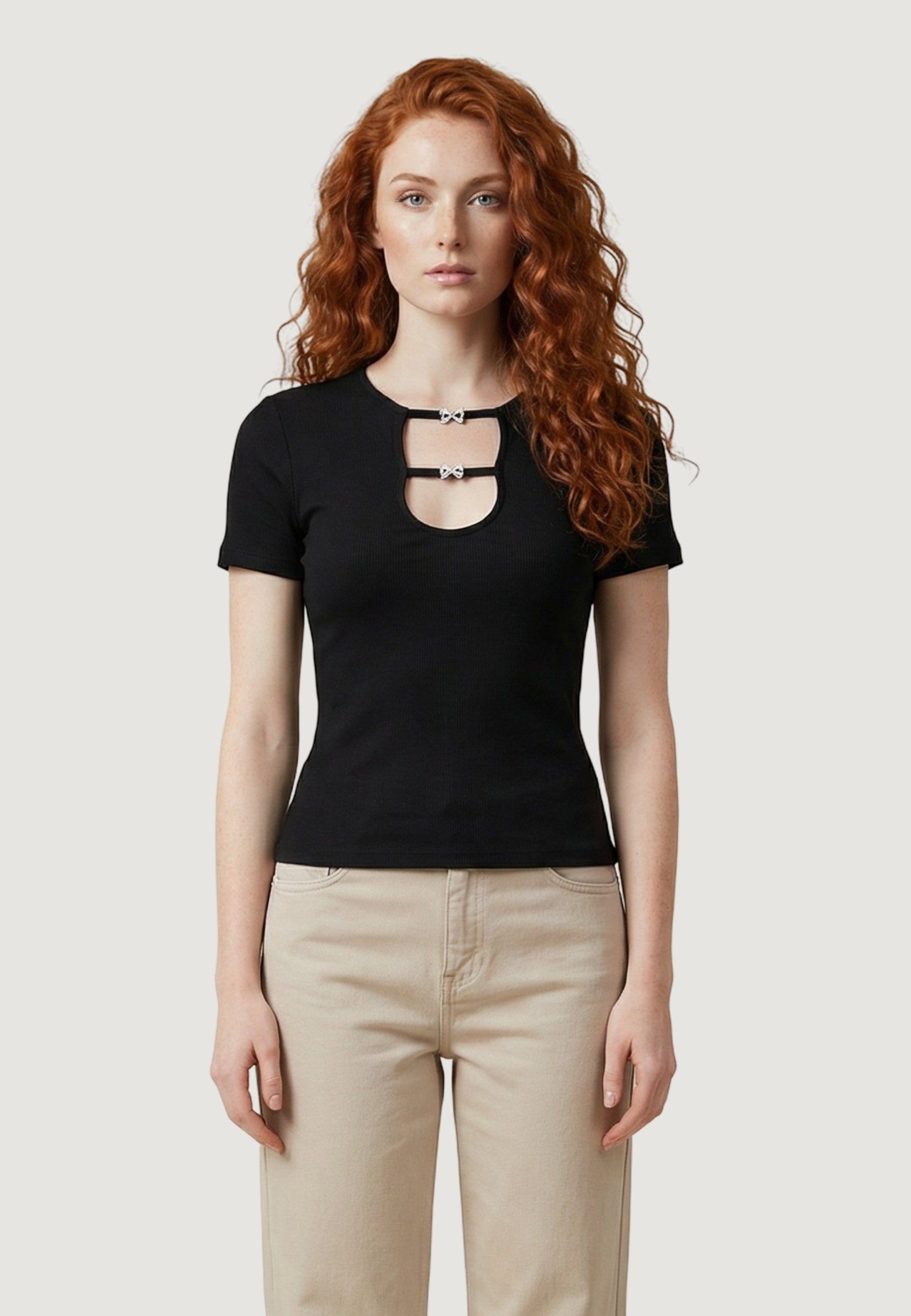 Top Only Onlrene Life S/S Open Emb. Jrs