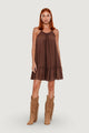 Vestito corto I am Abito Svasato crinkle Marrone