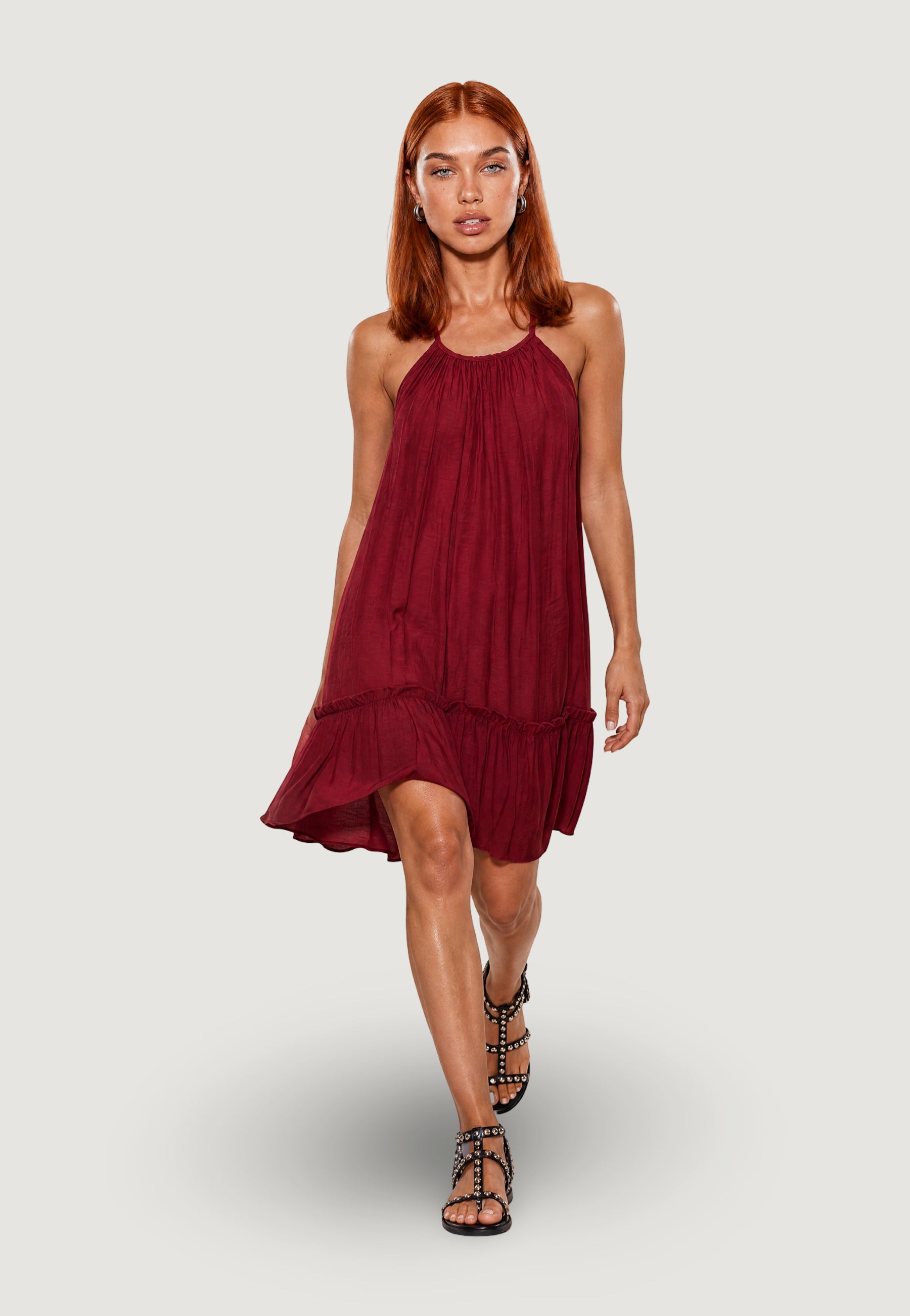 Short dress I am Abito Svasato crinkle Marrone