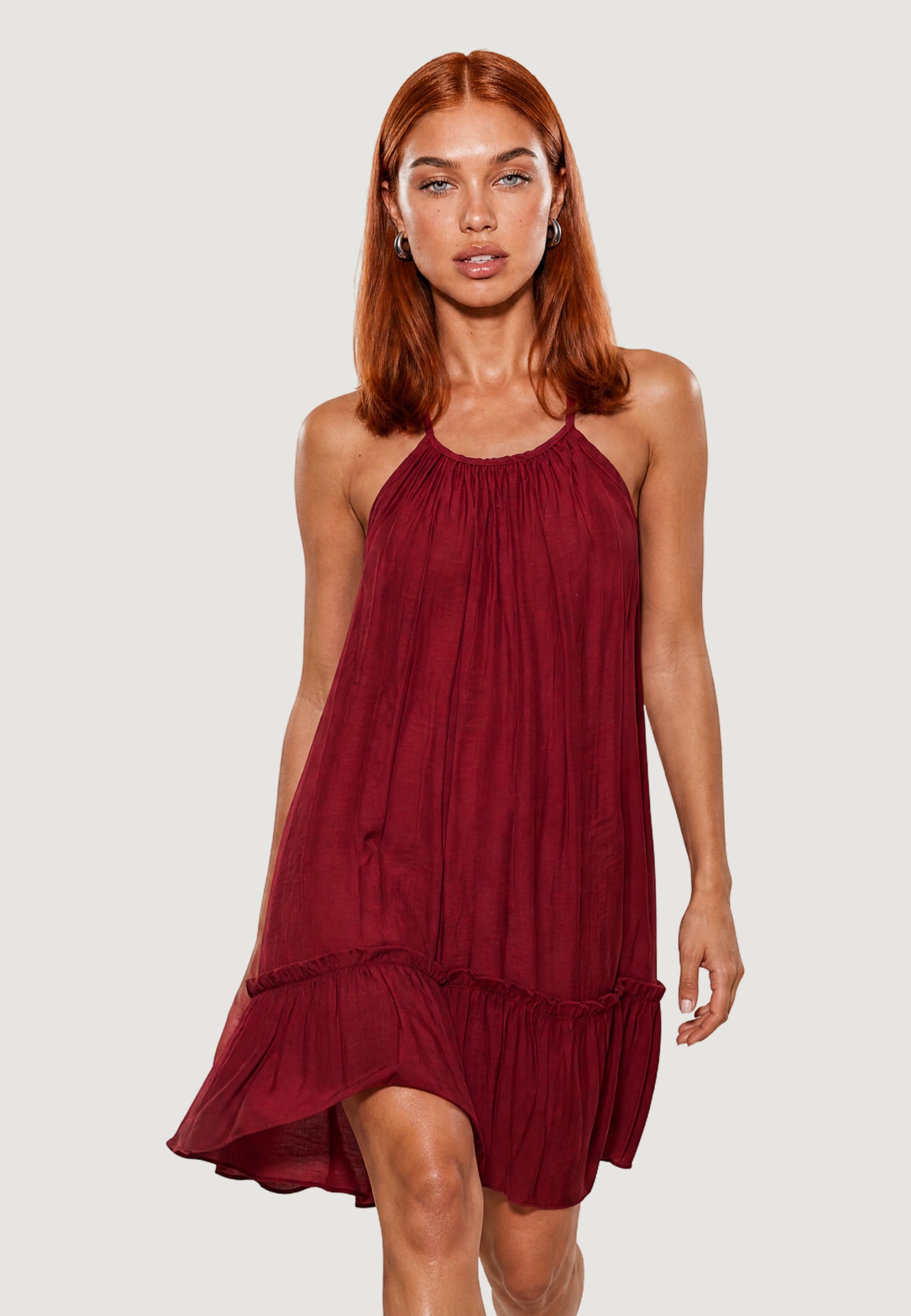 Short dress I am Abito Svasato crinkle Marrone