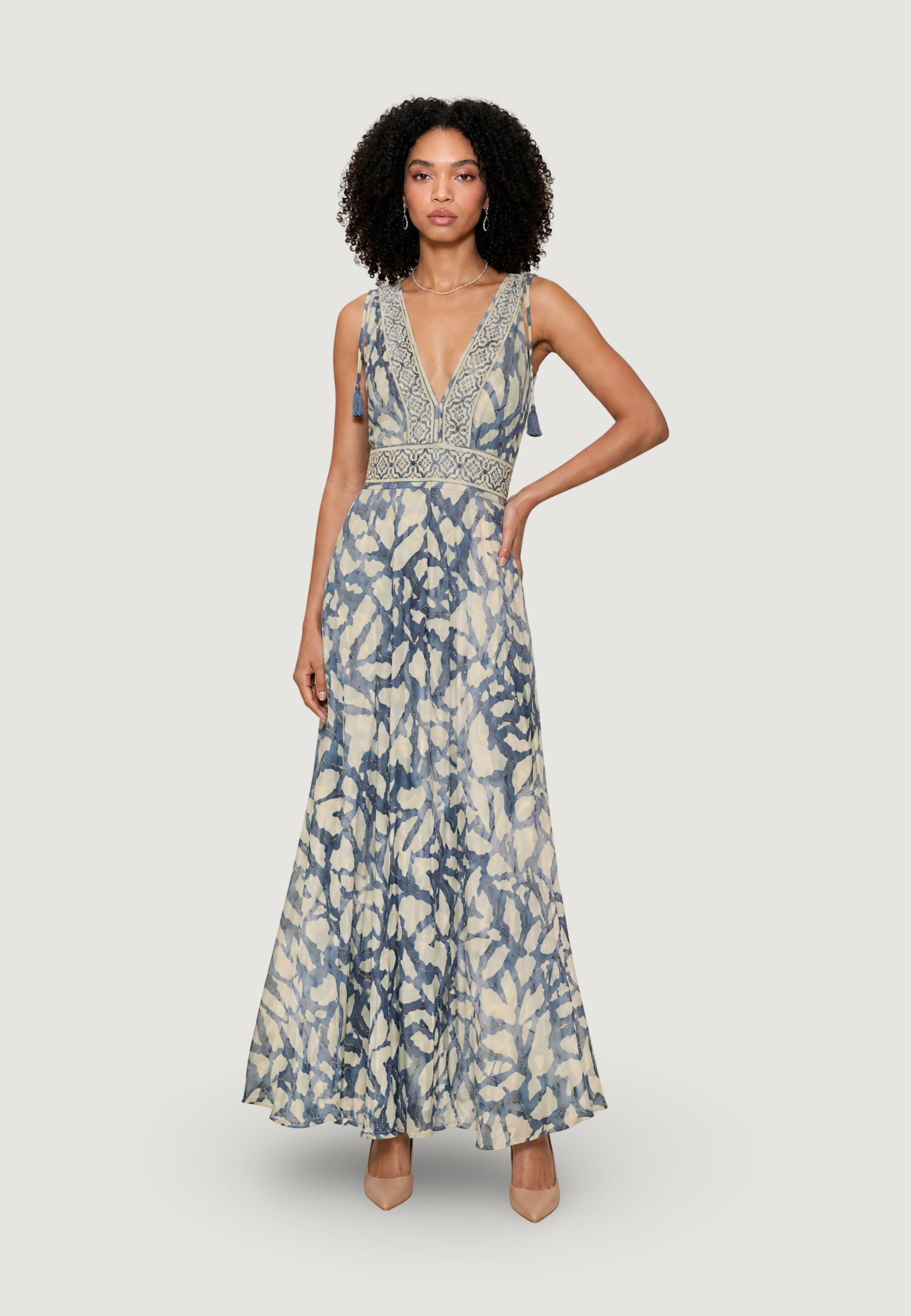 Vestito lungo Ayfee ABITO SCOLLO MARYLIN CON TASSEL