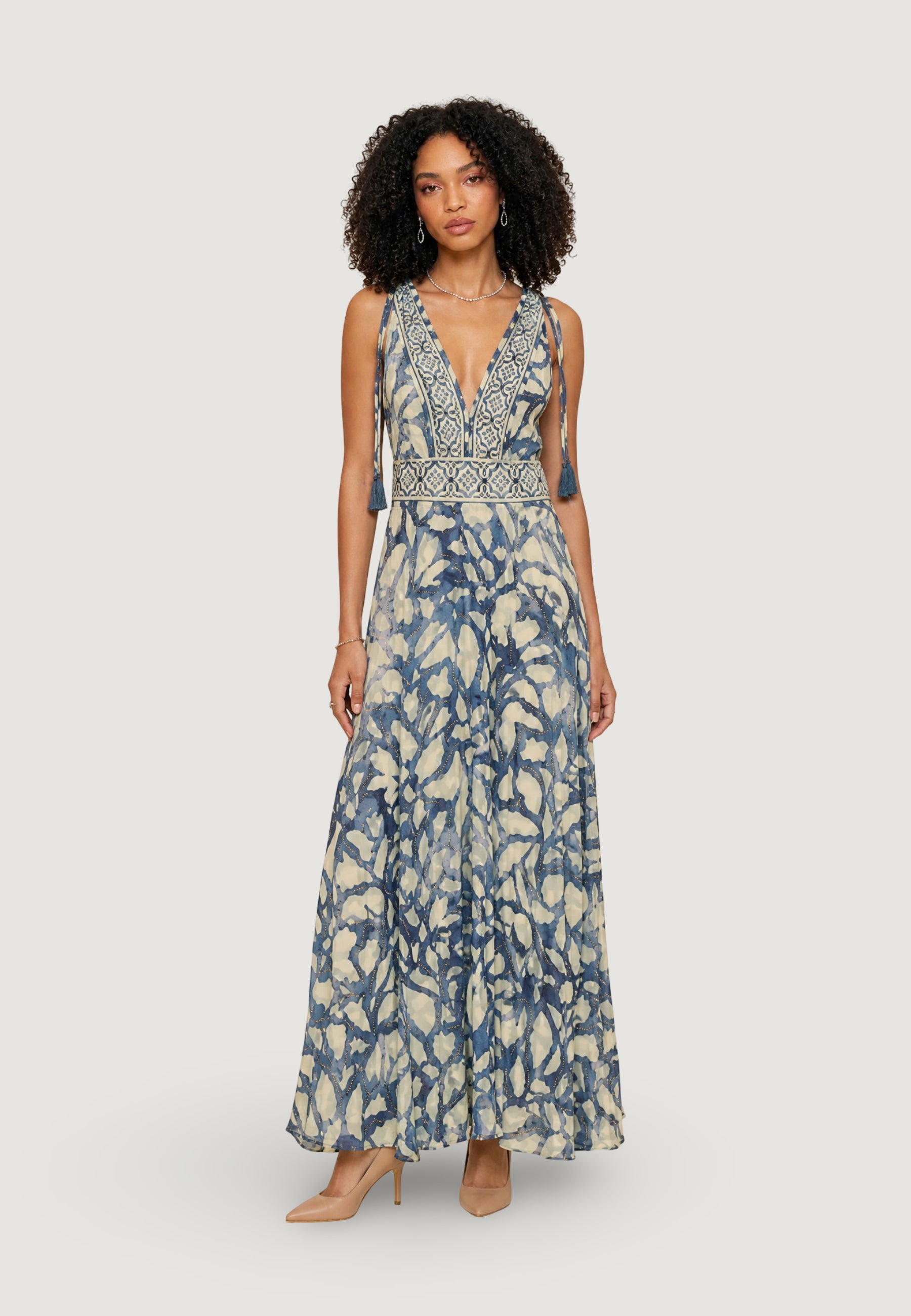 Vestito lungo Ayfee ABITO SCOLLO MARYLIN CON TASSEL