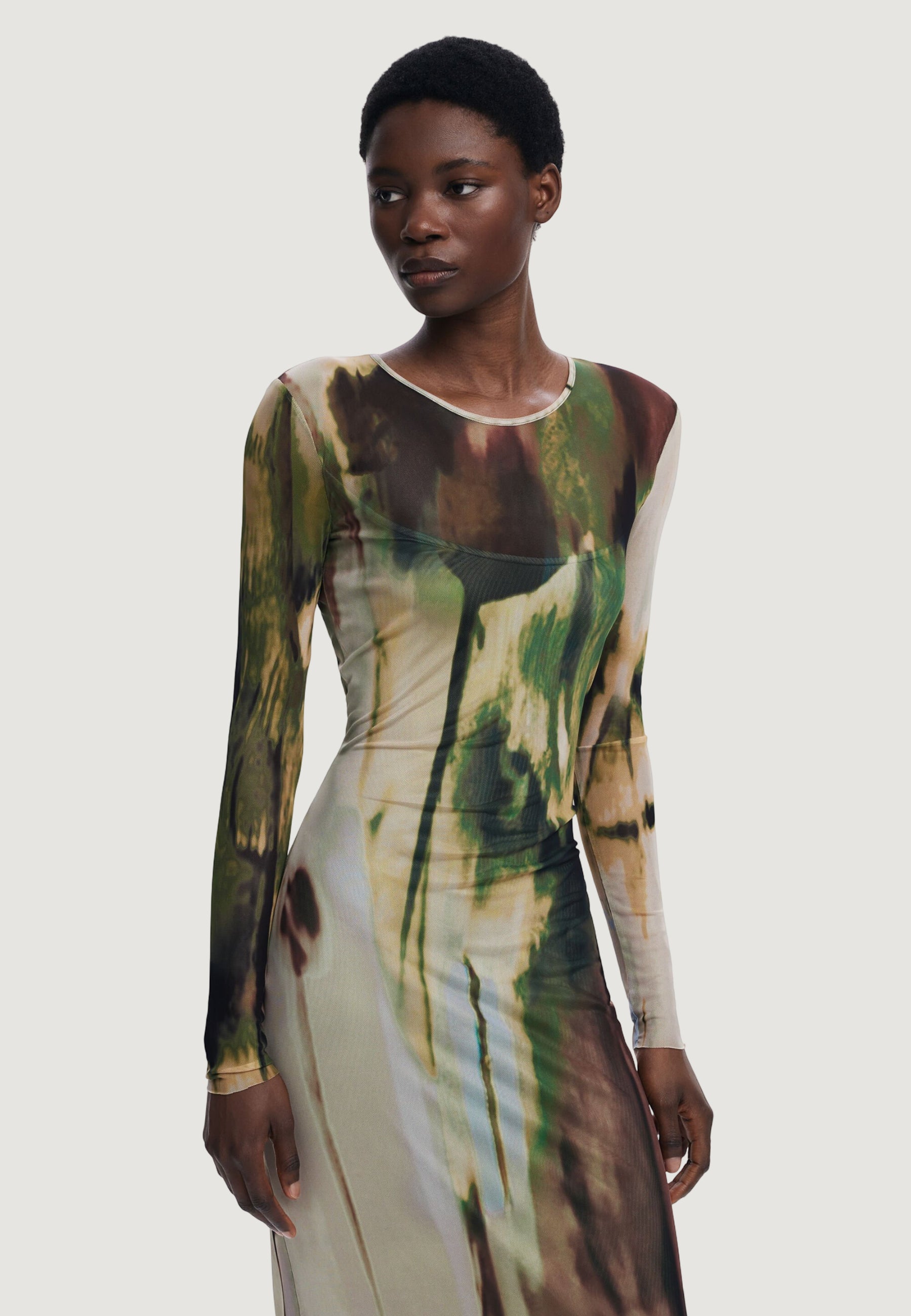 Long dress Desigual VEST_GODIVA Olive Green Goccia.Shop Long dress Desigual VEST_GODIVA Olive Green Goccia.Shop