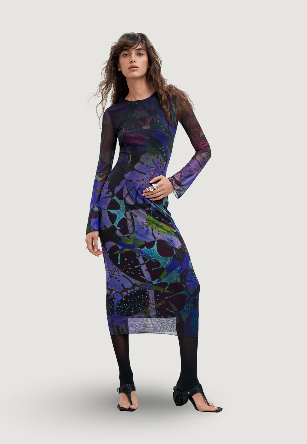 Long dress Desigual VEST_LEAFS_LACROIX