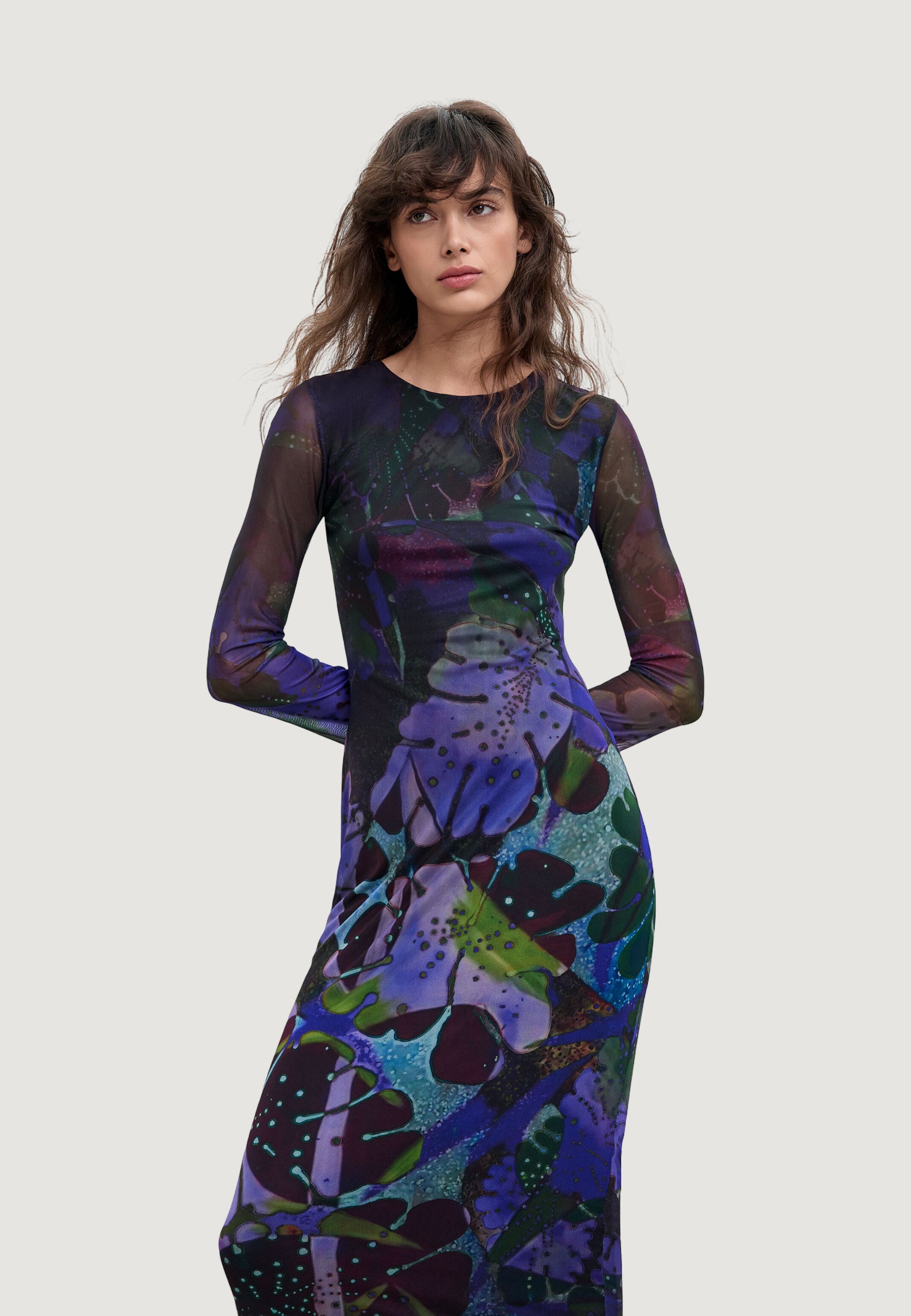 Long dress Desigual VEST_LEAFS_LACROIX