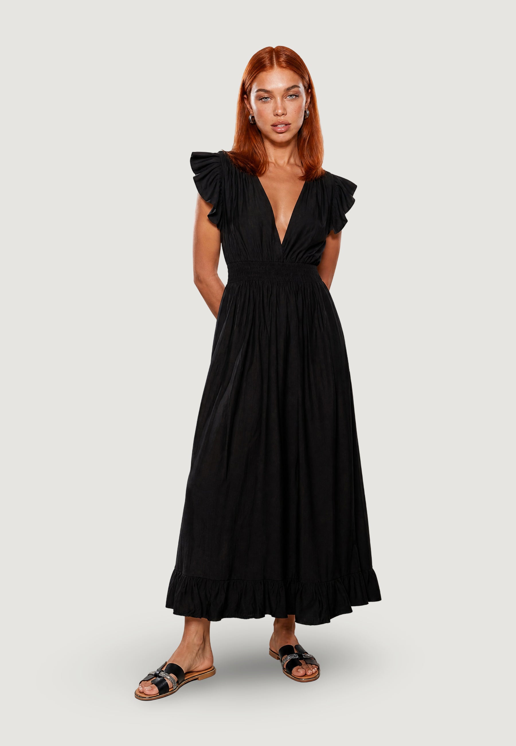 Long dress I am ABITO LUNGO CRINKLE CON MANICA ALETTA
