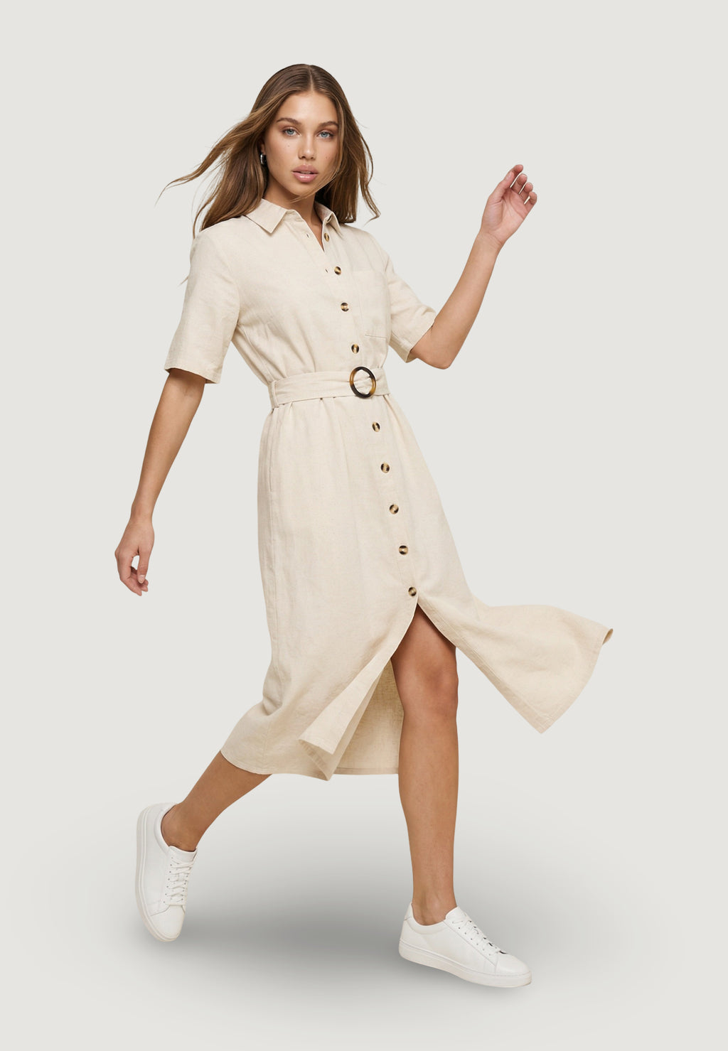 Vestito lungo Jacqueline de Yong Jdymilan Linen S/S Midi Dress Wvn