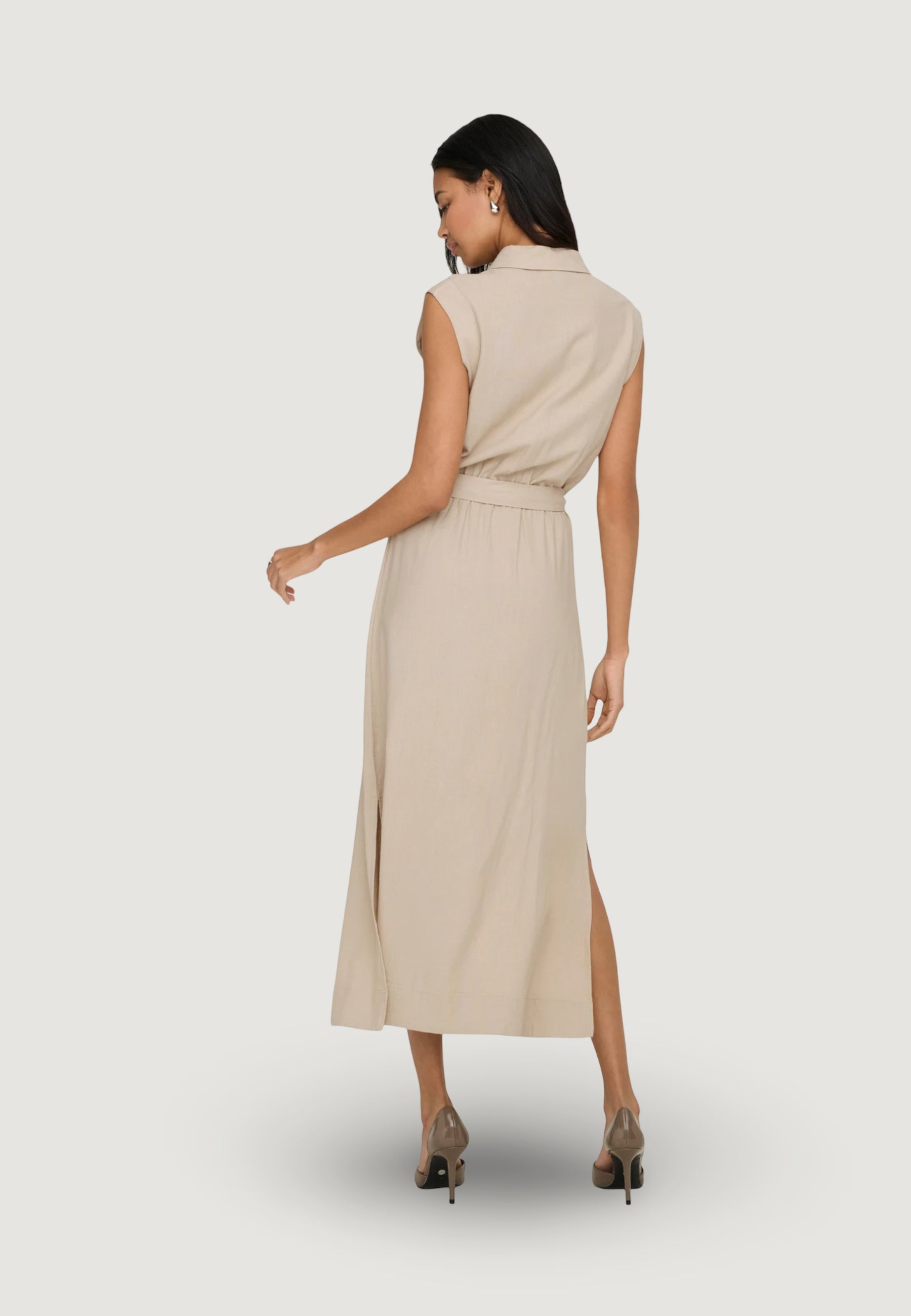 Long dress Only Onlgoa Sl Linen Bl Shirt Dress Cc Pnt