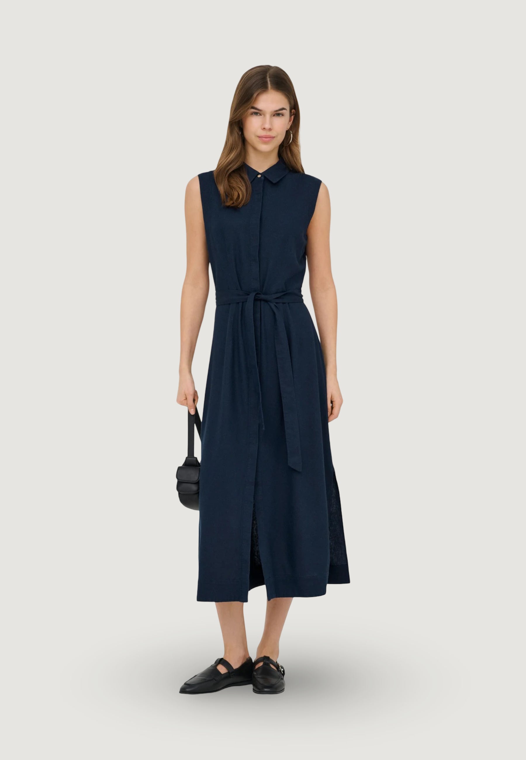 Vestito lungo Only Onlgoa Sl Linen Bl Shirt Dress Cc Pnt