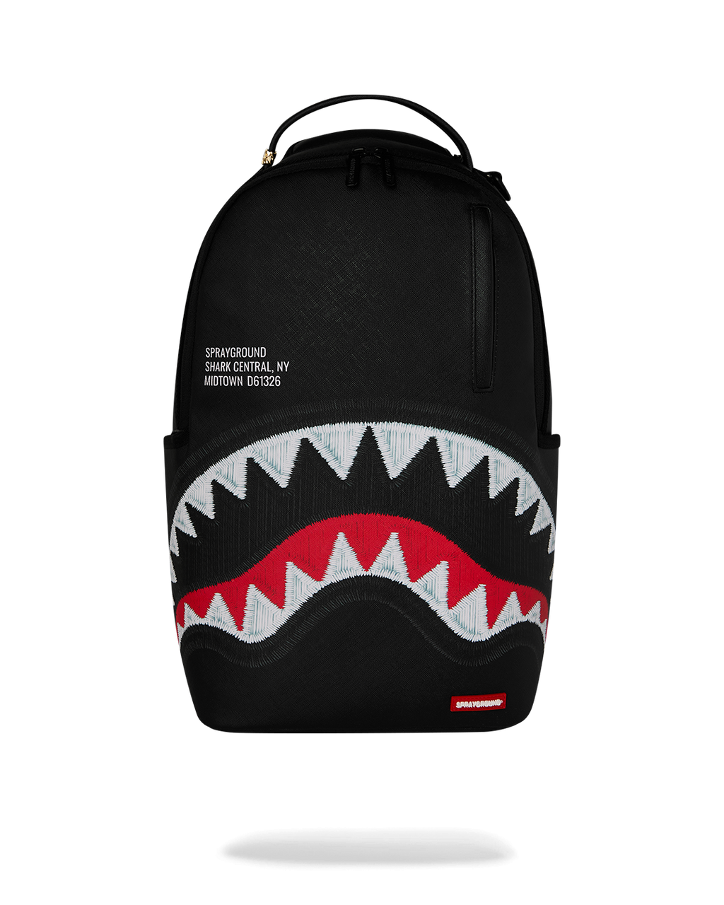 Backpack Sprayground SHARK CENTRAL BLACK EMBROIDERED SHARK BACKPACK