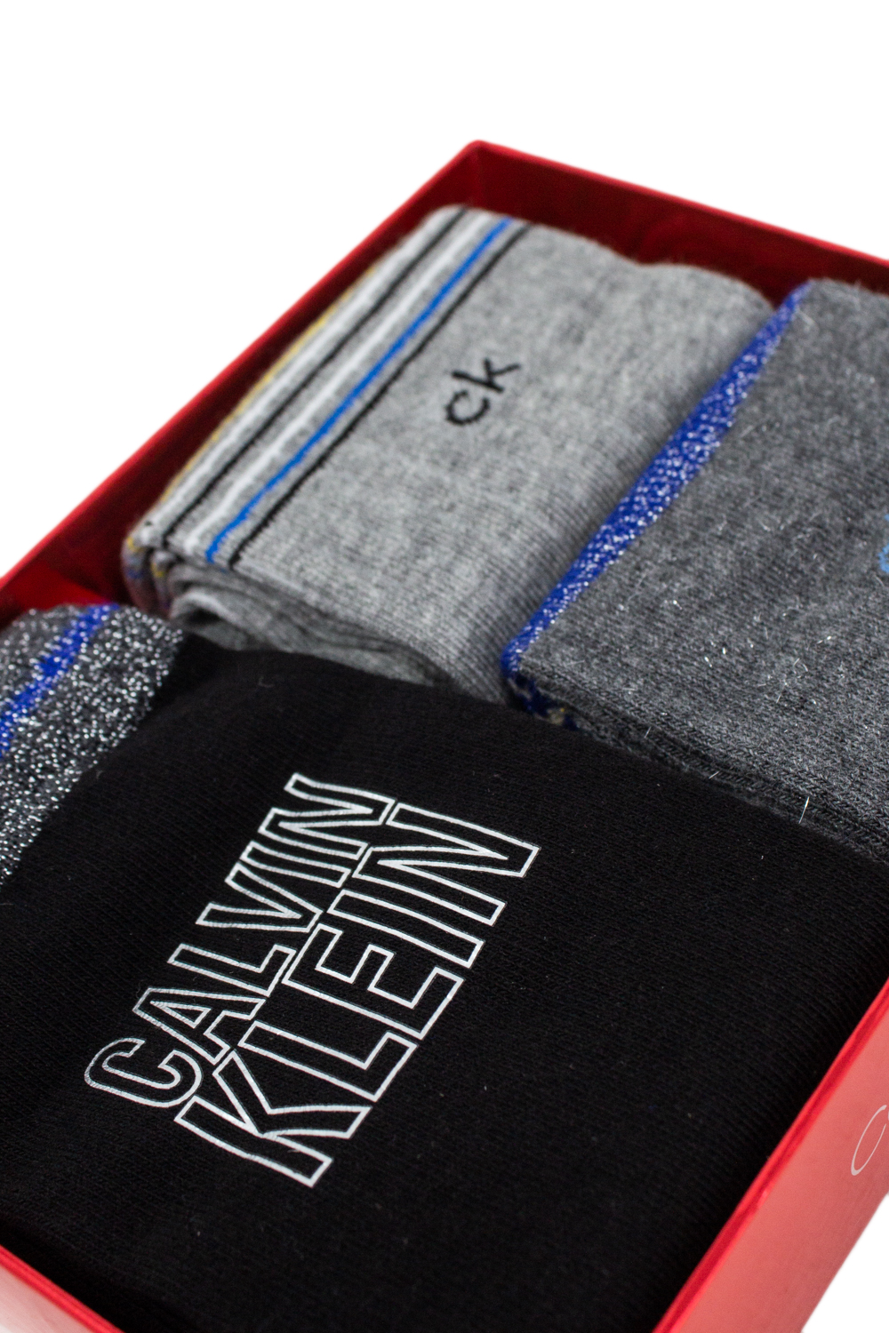 Calzini Calvin Klein Jeans Holiday Sparkle Gift Box Crew 3 Pack Grigio - Foto 2